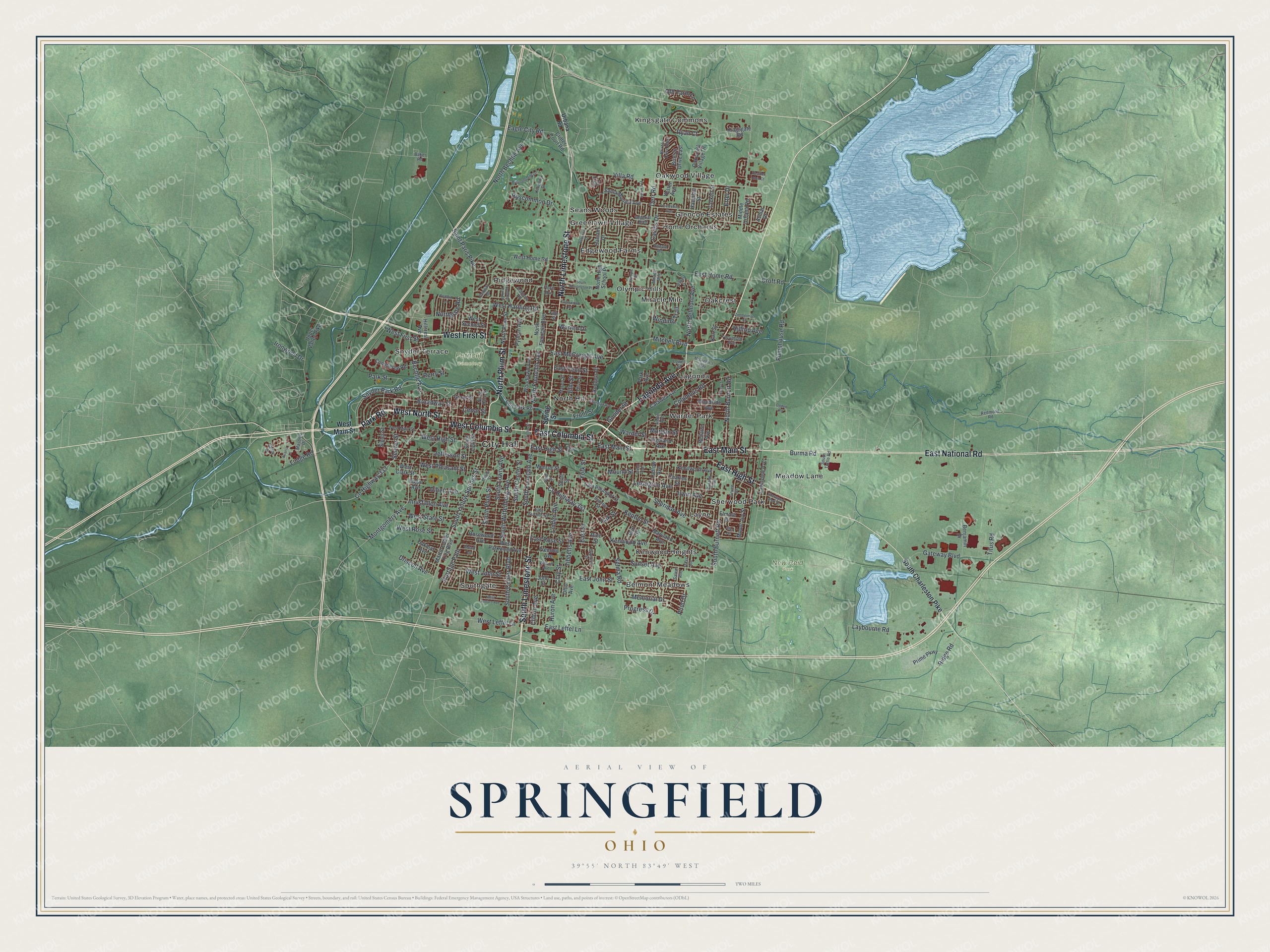 Watermarked full-map preview of Springfield, Ohio