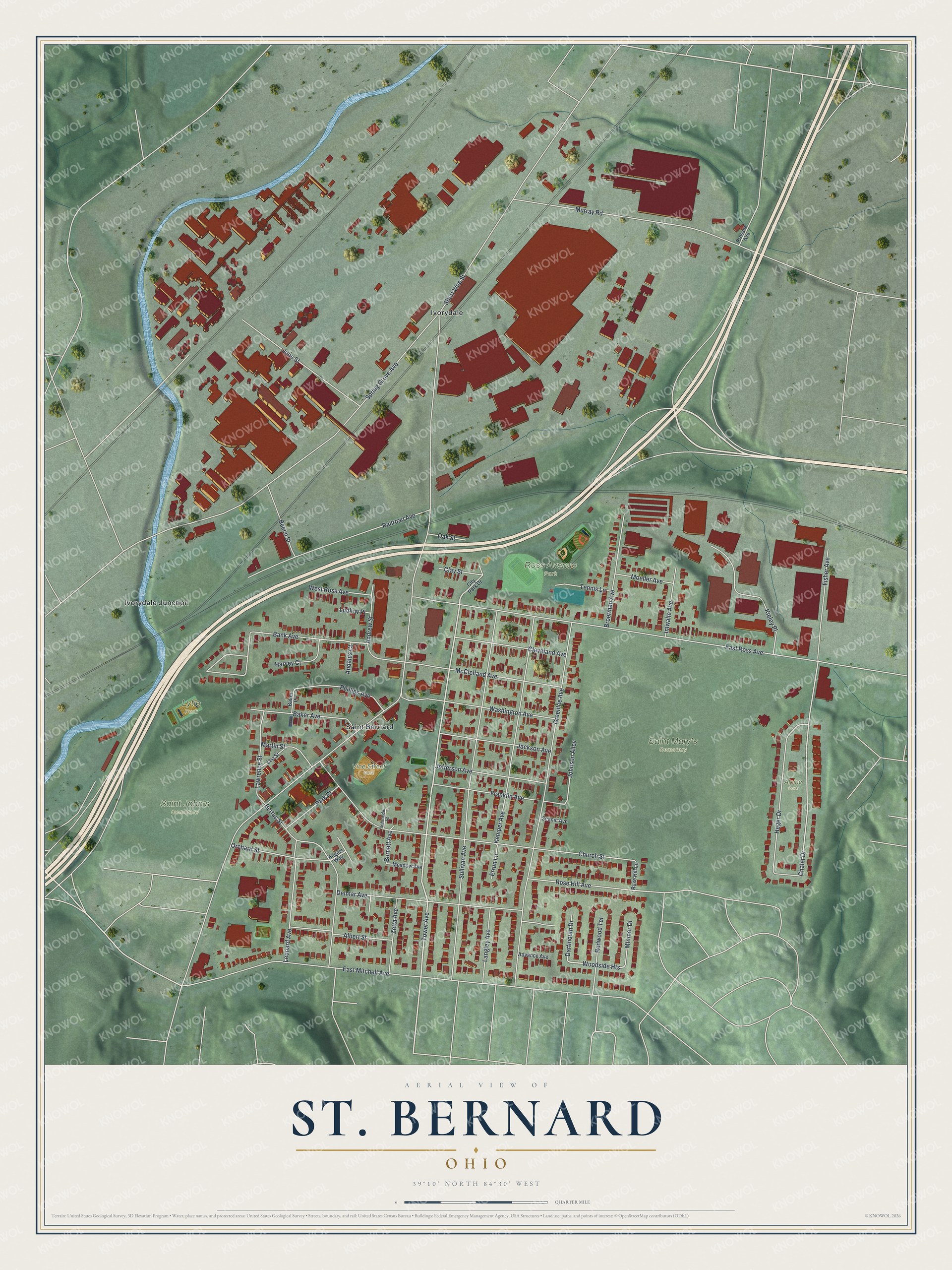 Watermarked full-map preview of St. Bernard, Ohio