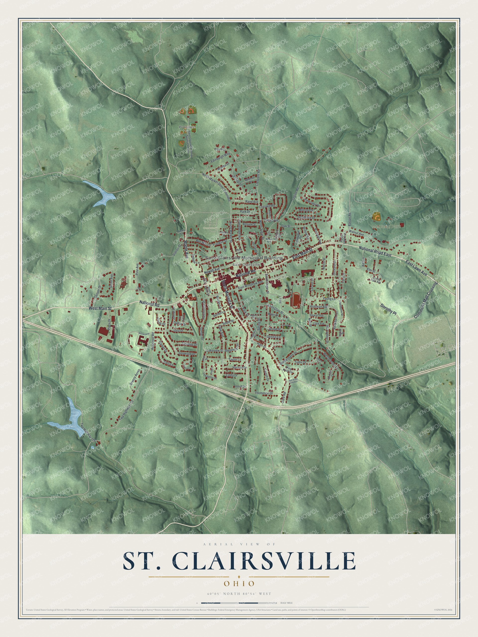 Watermarked full-map preview of St. Clairsville, Ohio