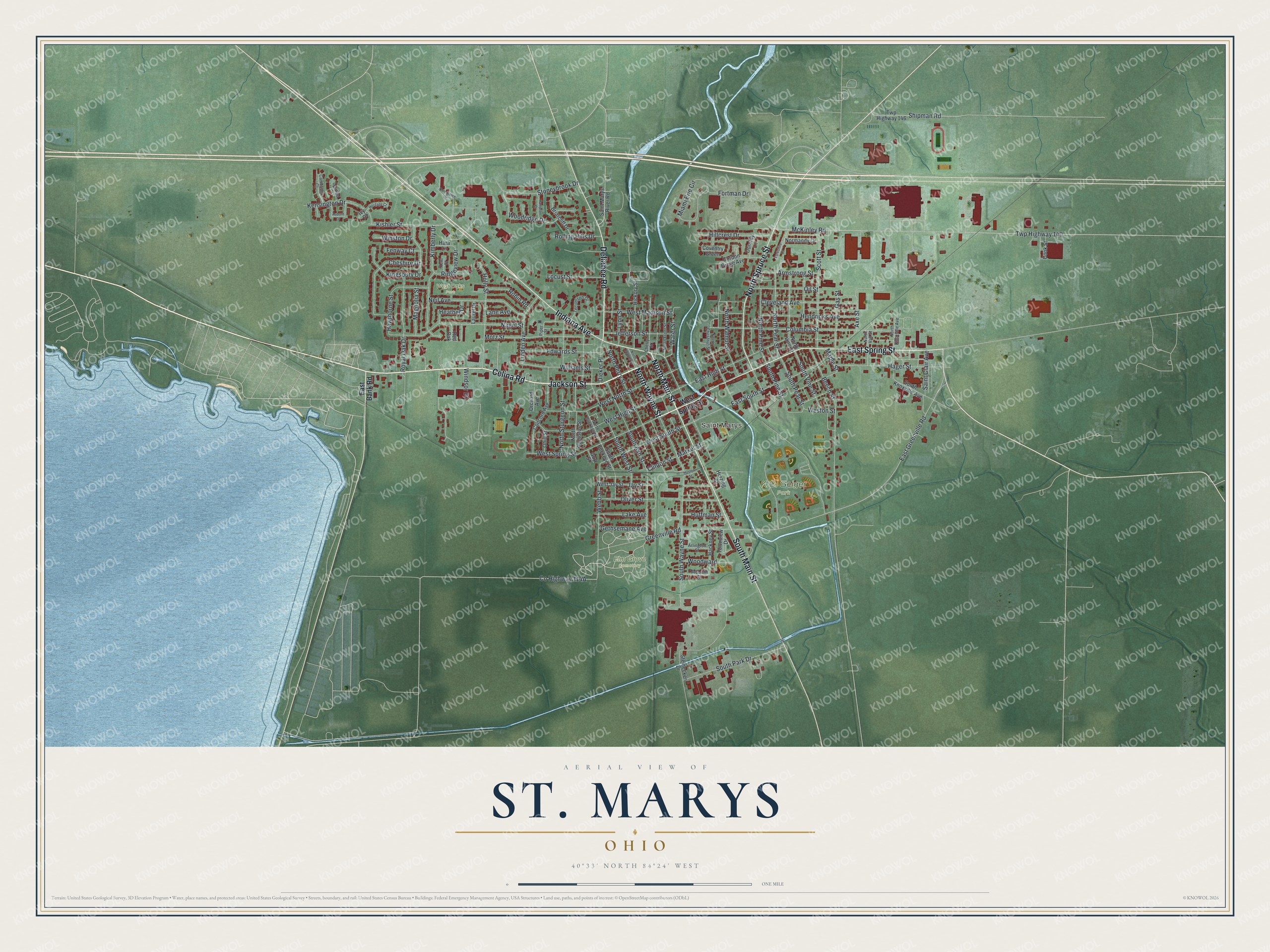Watermarked full-map preview of St. Marys, Ohio