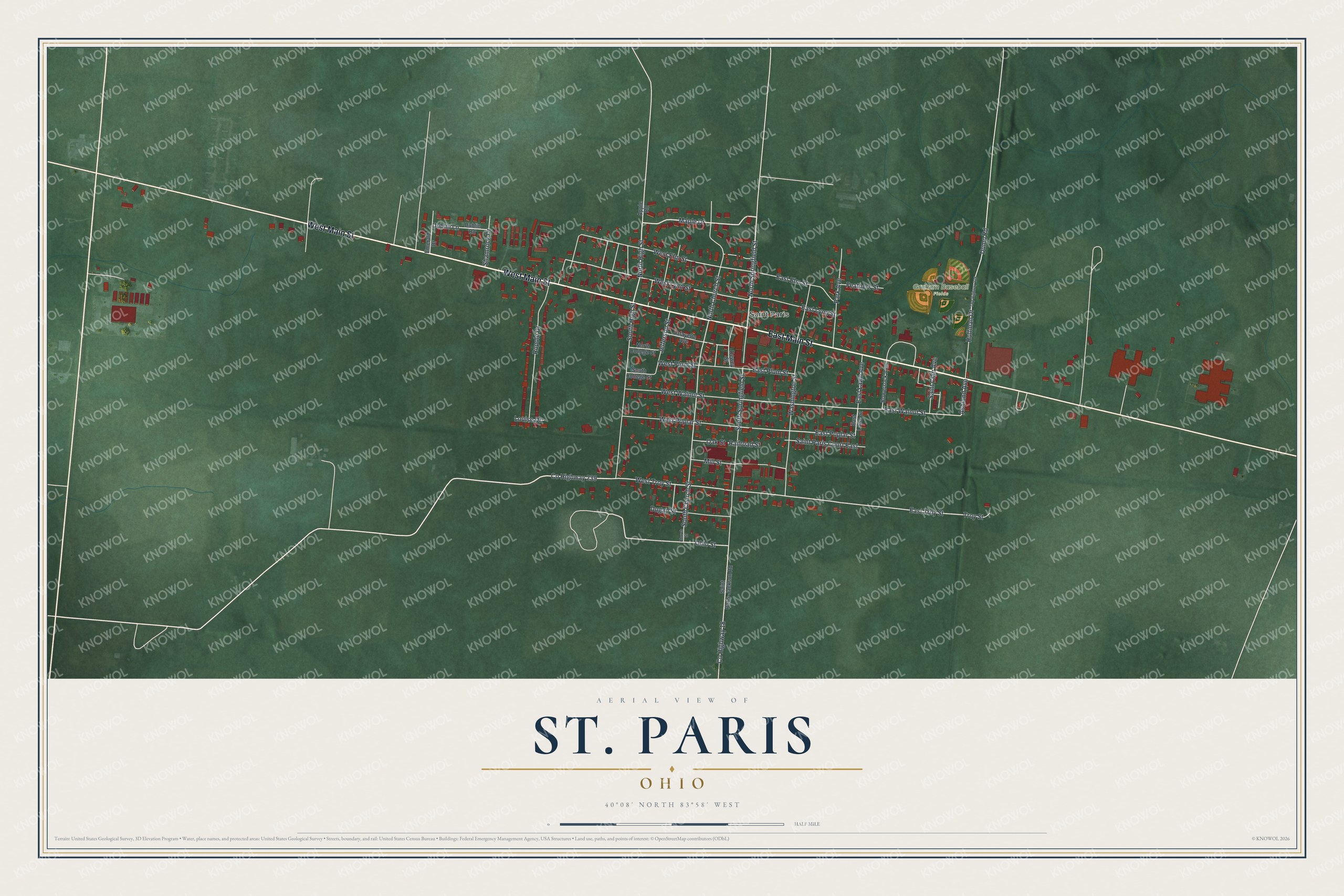 Watermarked full-map preview of St. Paris, Ohio