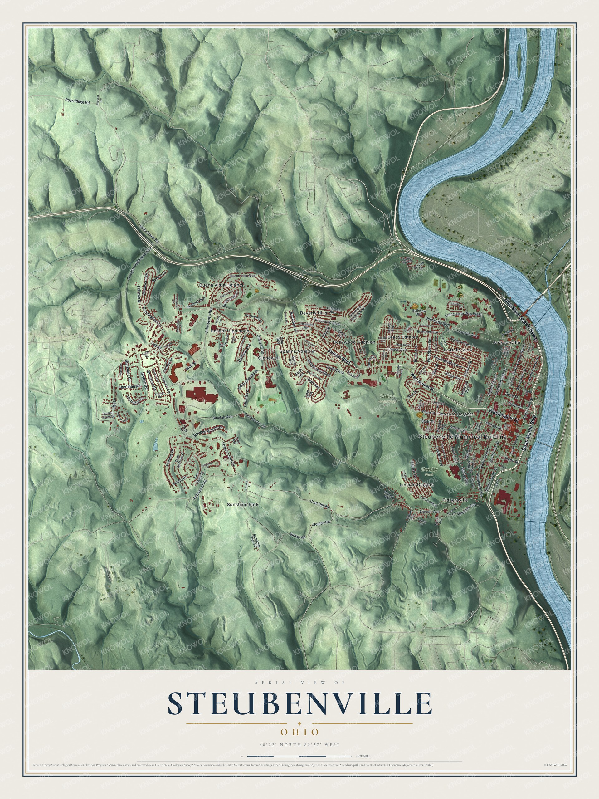Watermarked full-map preview of Steubenville, Ohio