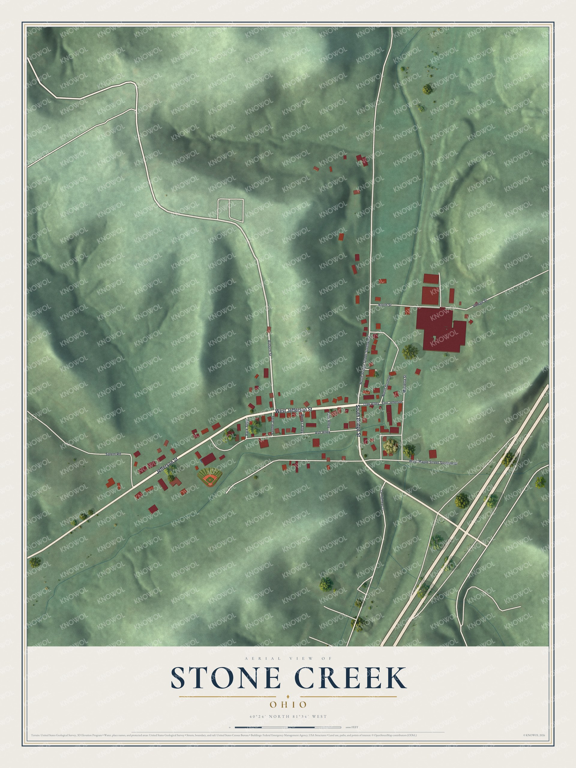 Watermarked full-map preview of Stone Creek, Ohio