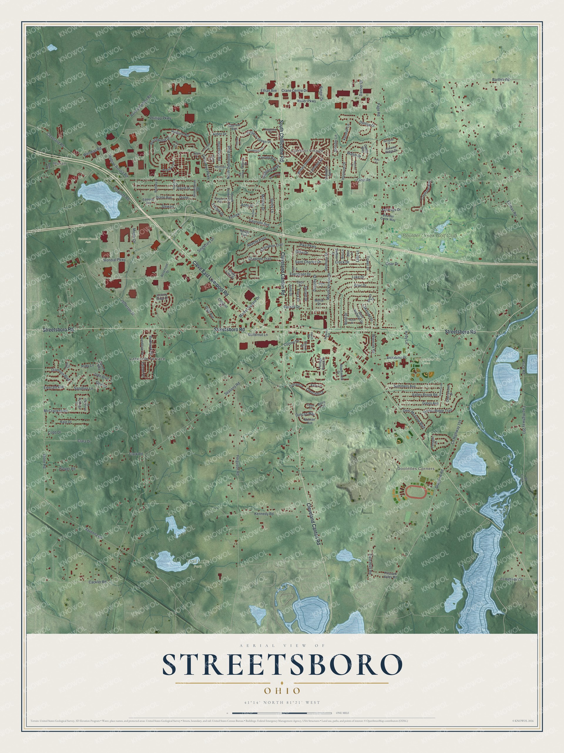 Watermarked full-map preview of Streetsboro, Ohio