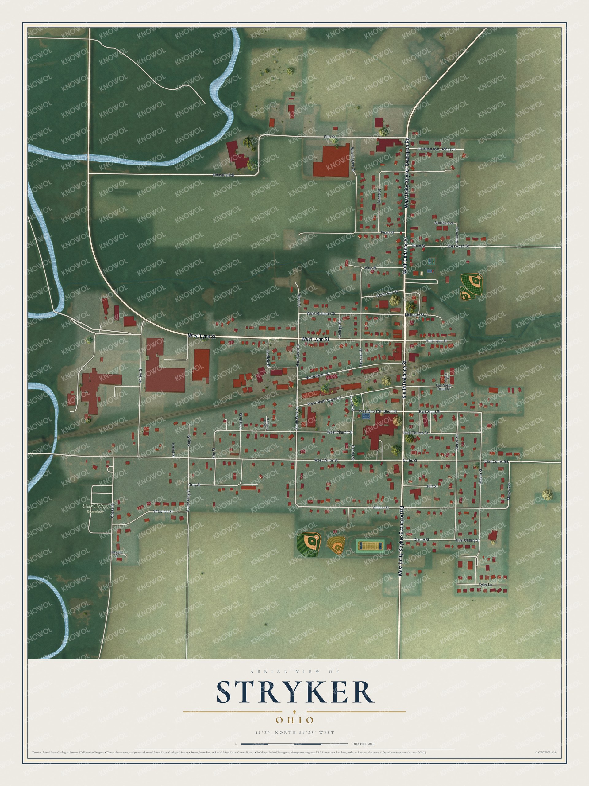 Watermarked full-map preview of Stryker, Ohio