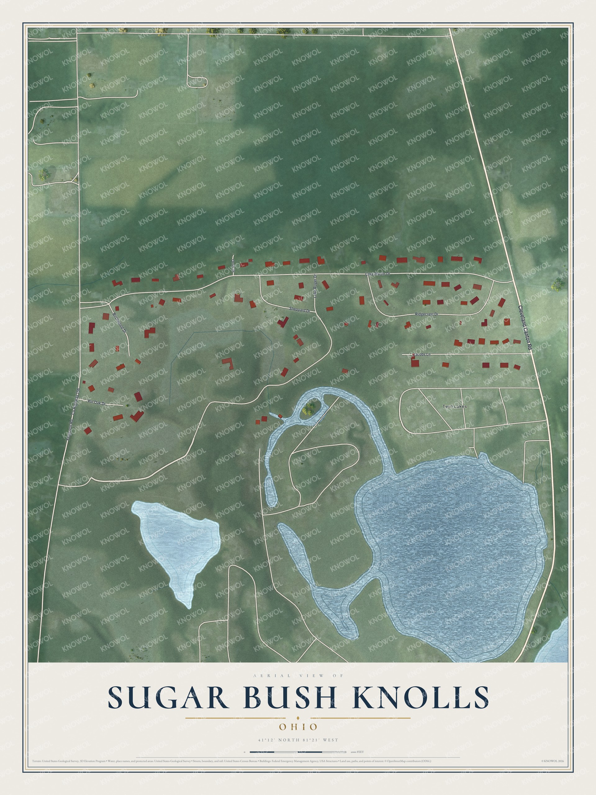 Watermarked full-map preview of Sugar Bush Knolls, Ohio