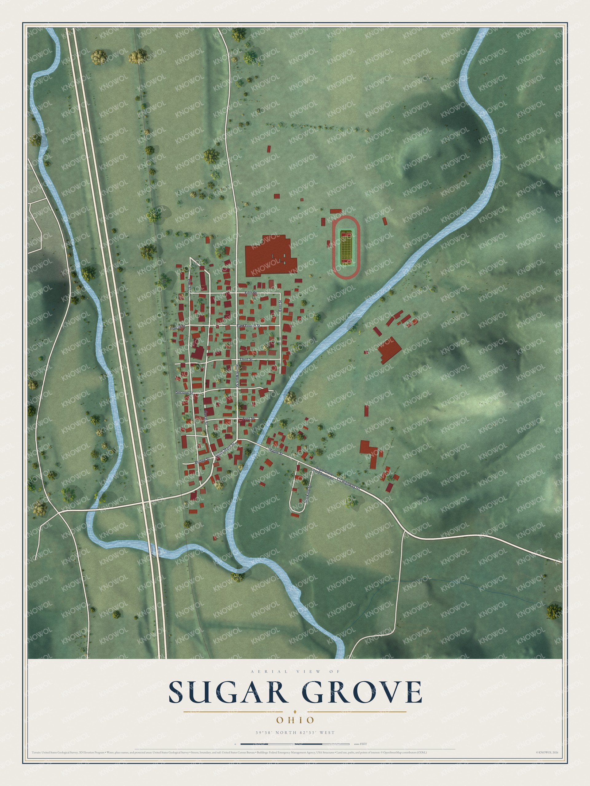Watermarked full-map preview of Sugar Grove, Ohio