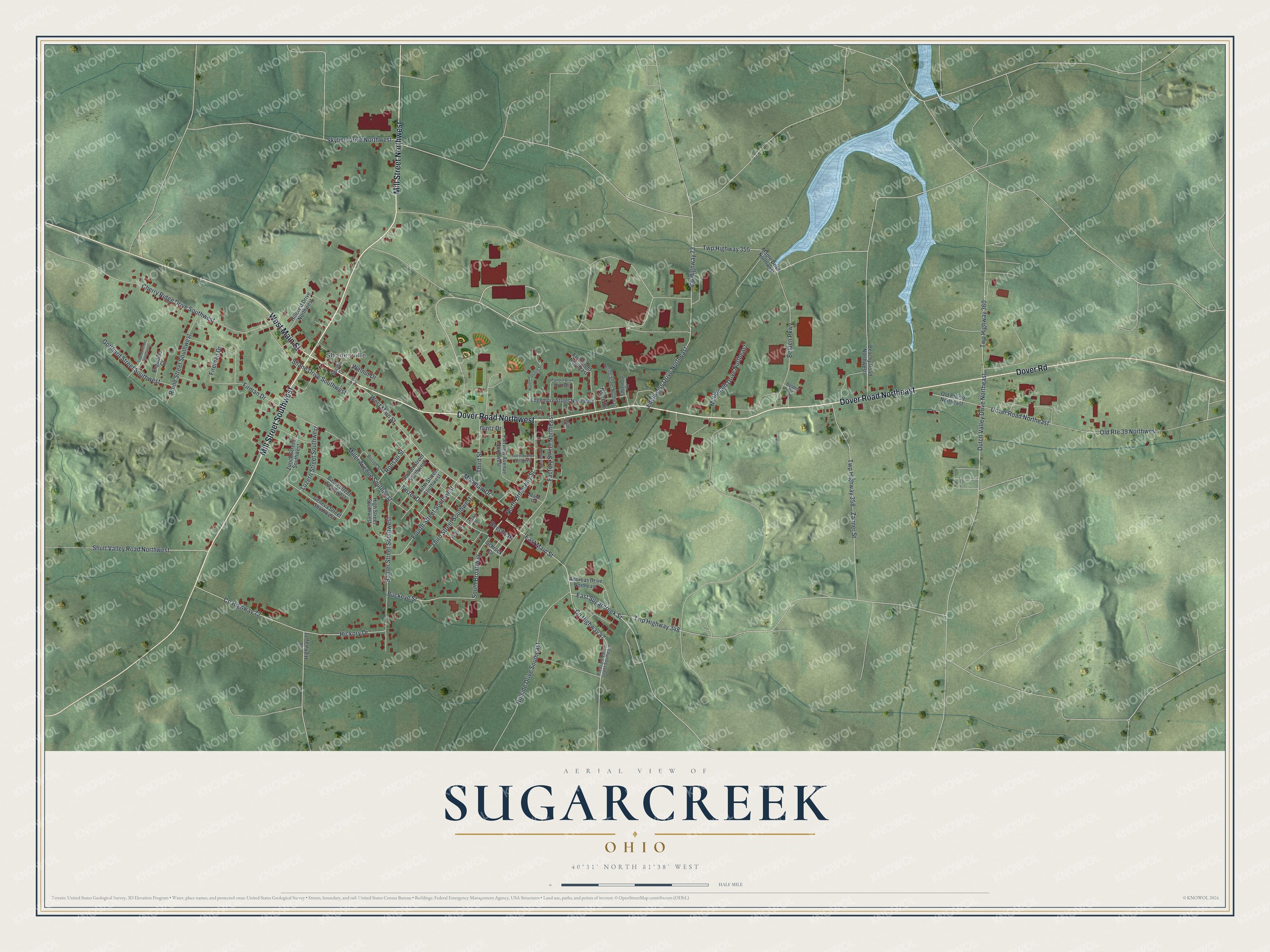 Watermarked full-map preview of Sugarcreek, Ohio