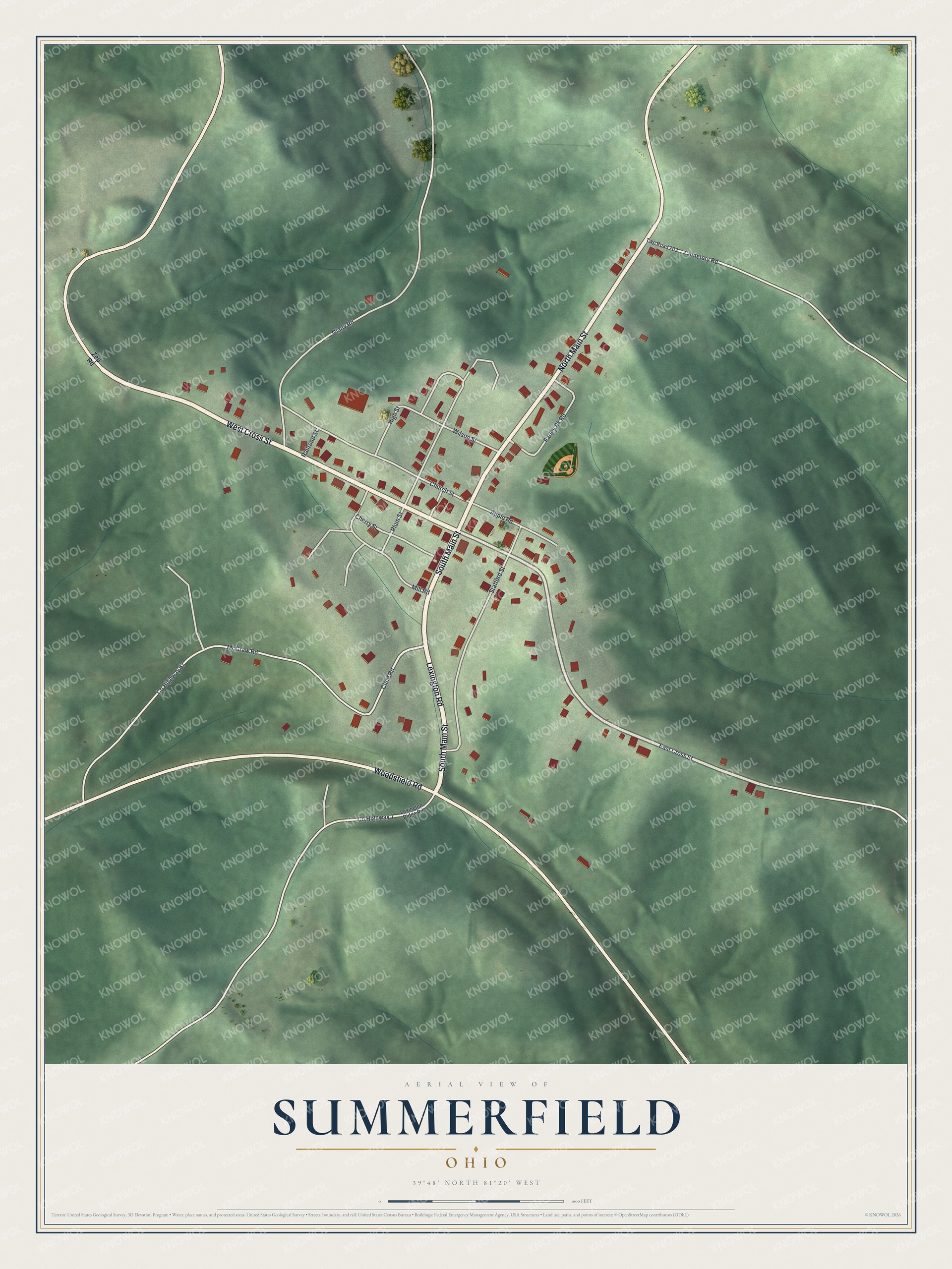 Watermarked full-map preview of Summerfield, Ohio