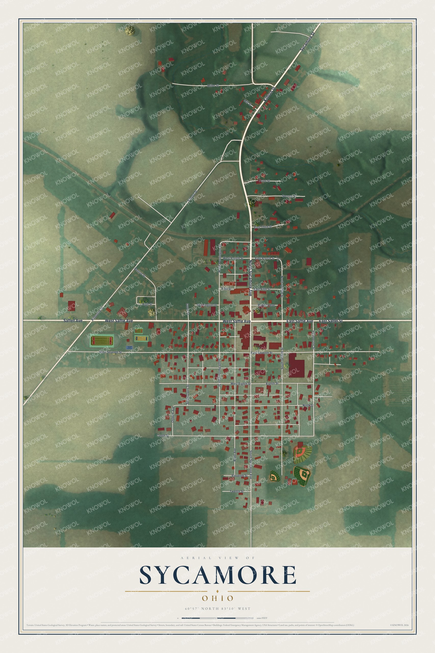 Watermarked full-map preview of Sycamore, Ohio