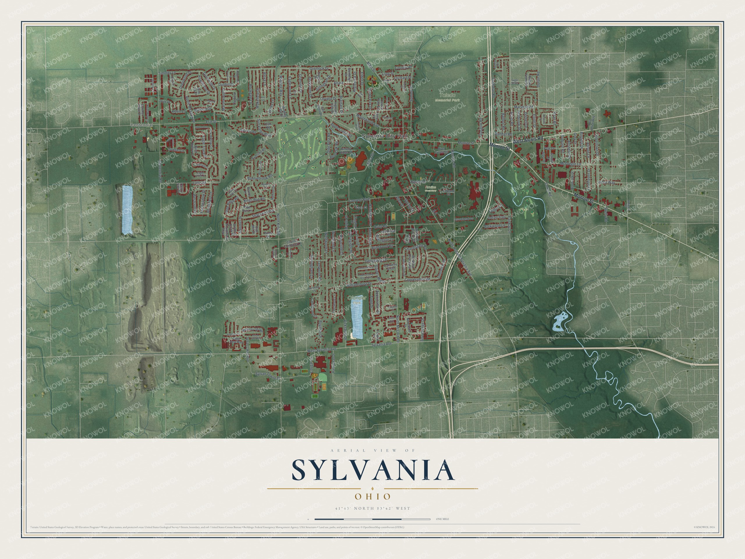 Watermarked full-map preview of Sylvania, Ohio
