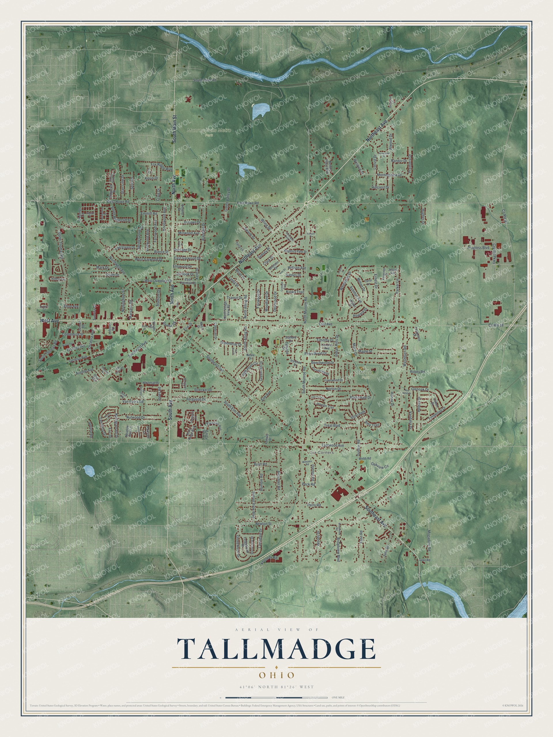 Watermarked full-map preview of Tallmadge, Ohio