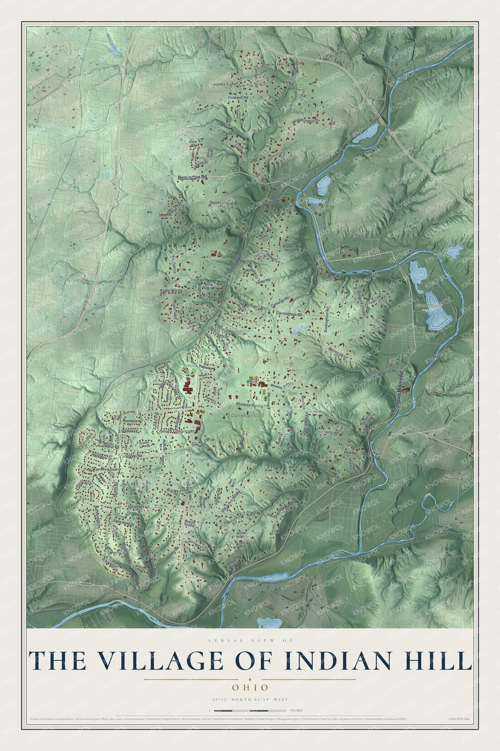 Watermarked full-map preview of The Village of Indian Hill, Ohio