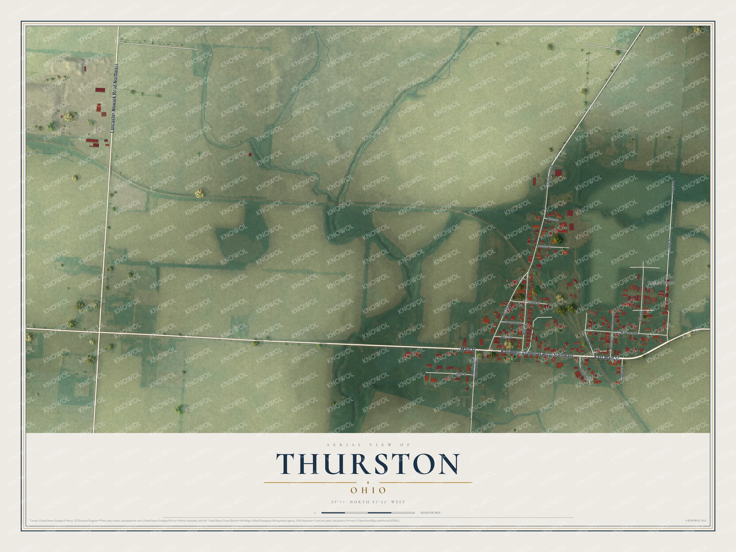 Watermarked full-map preview of Thurston, Ohio