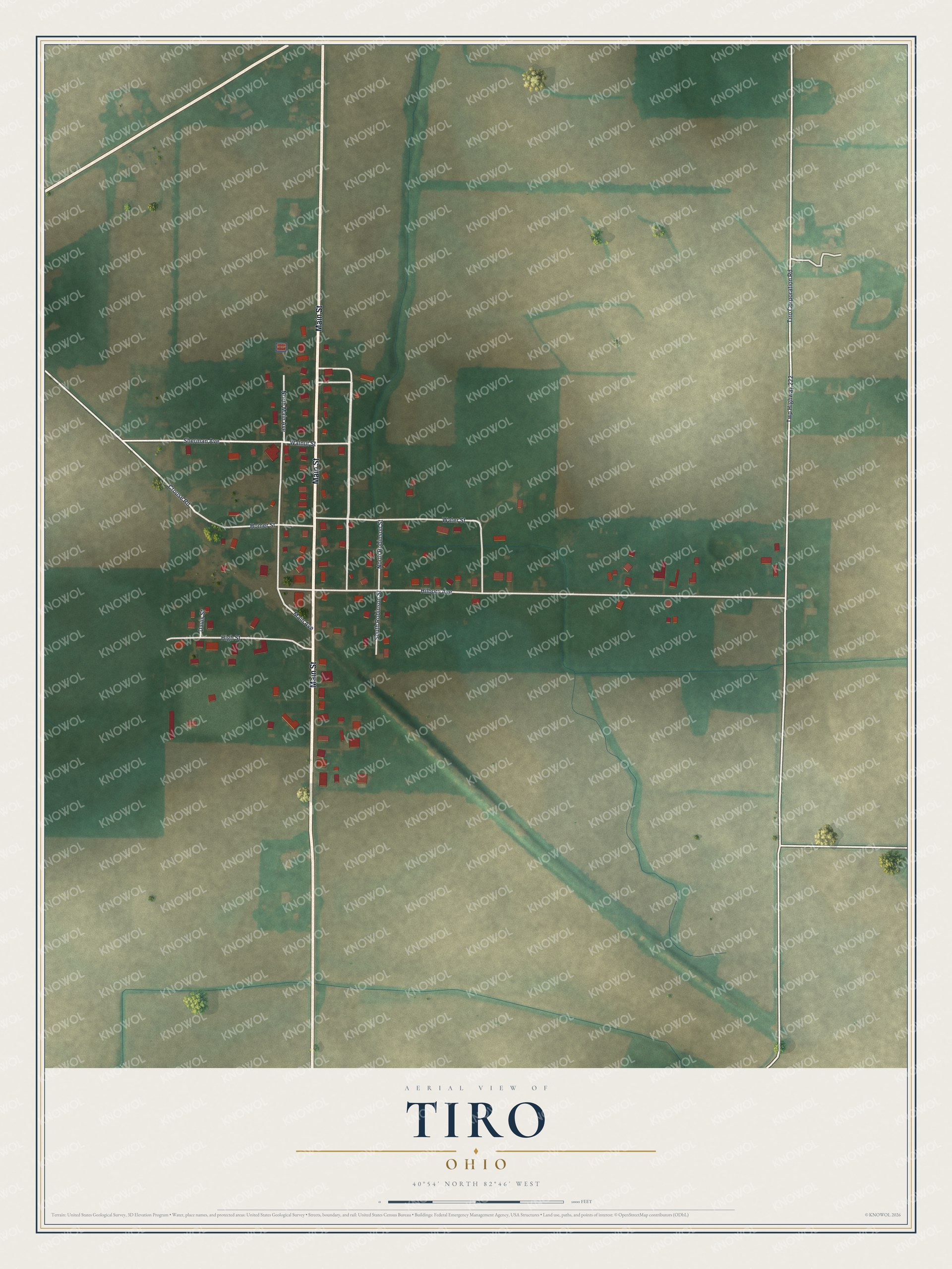 Watermarked full-map preview of Tiro, Ohio