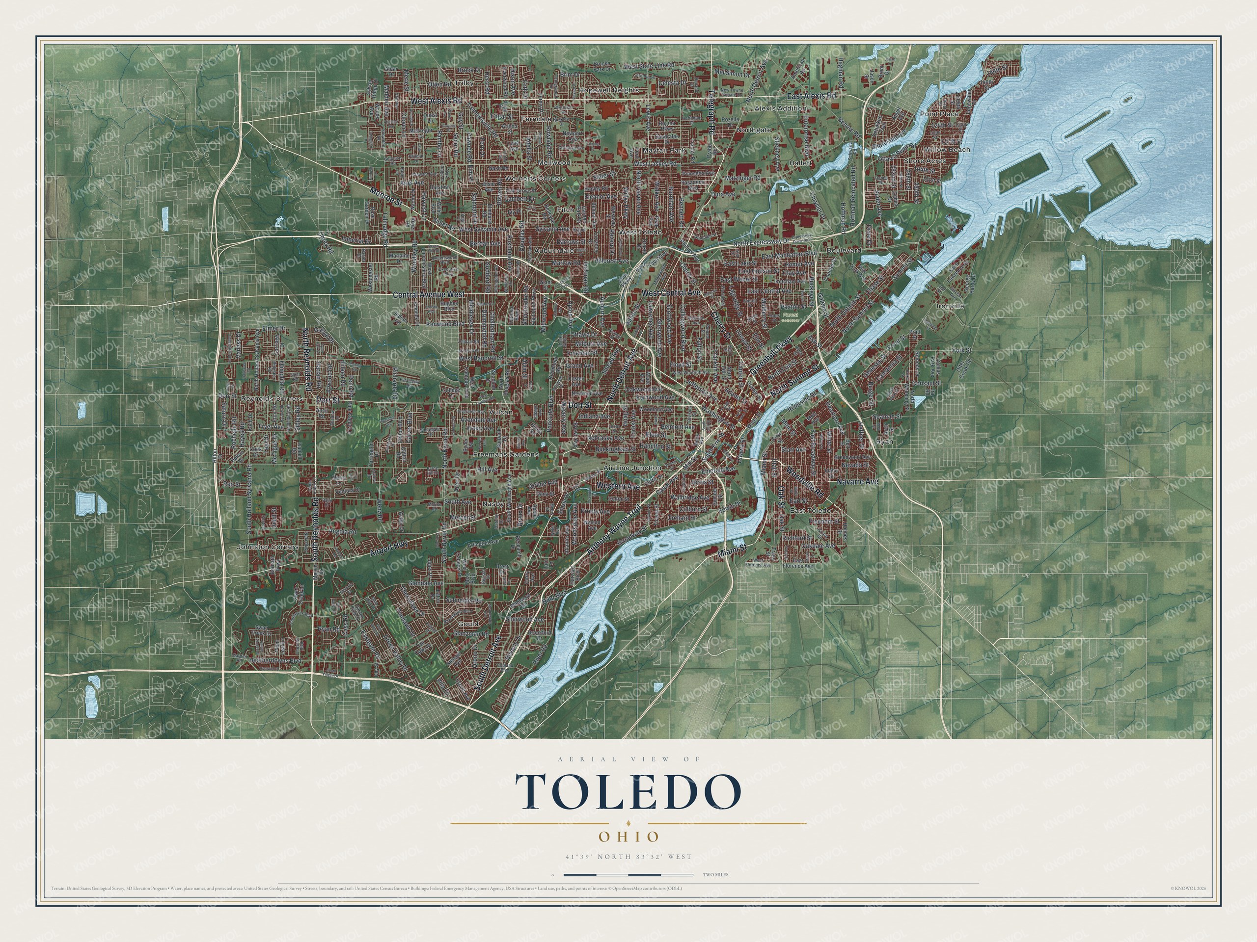 Watermarked full-map preview of Toledo, Ohio
