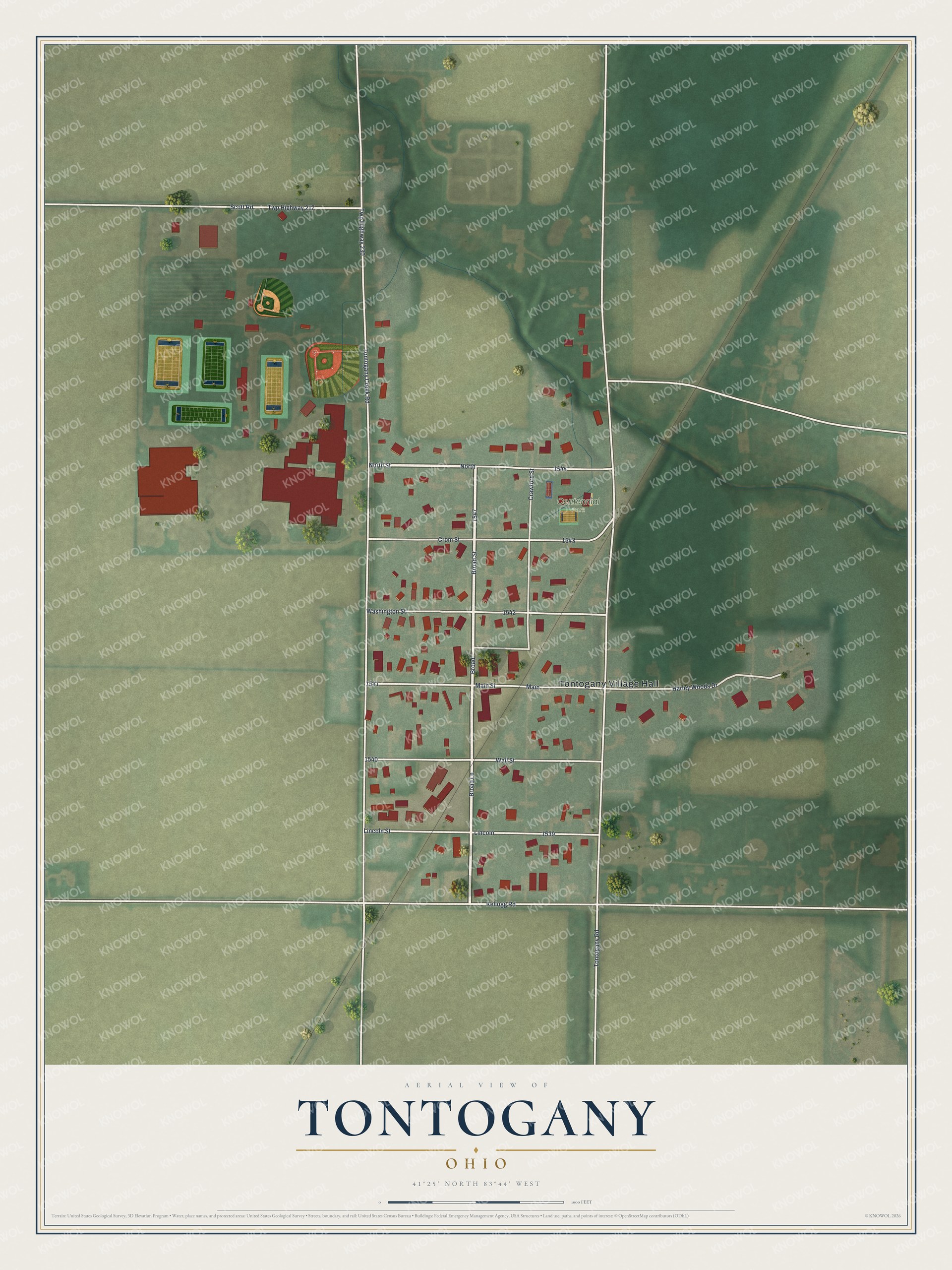 Watermarked full-map preview of Tontogany, Ohio