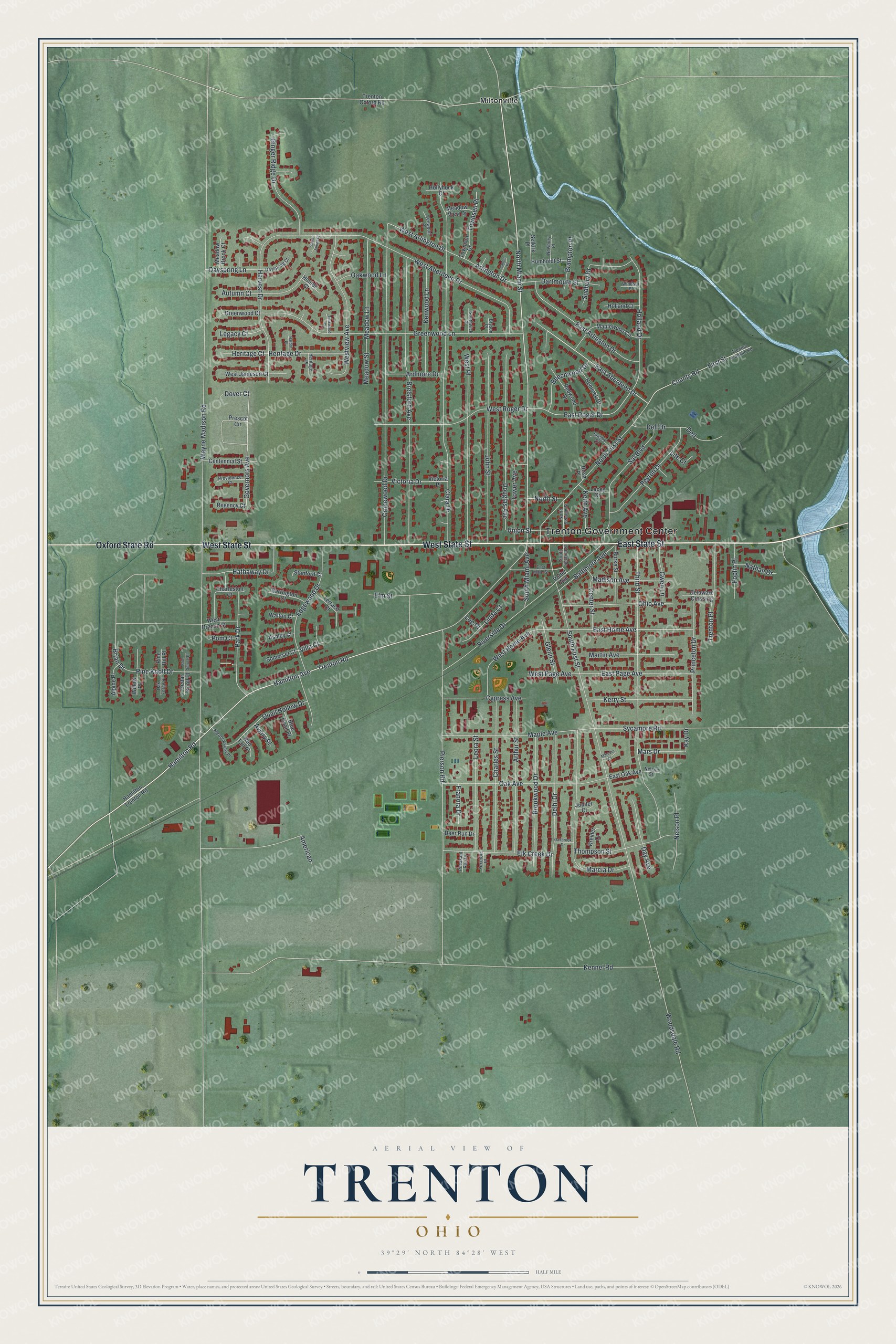Watermarked full-map preview of Trenton, Ohio