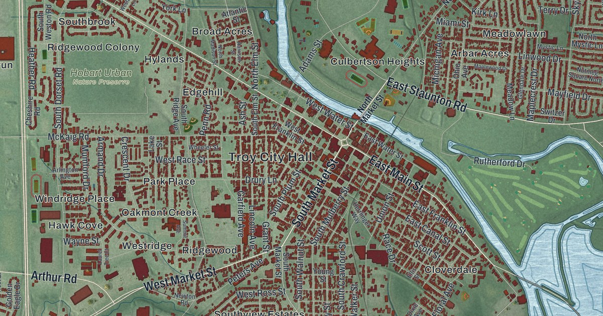 Map of Troy, Ohio in 2026