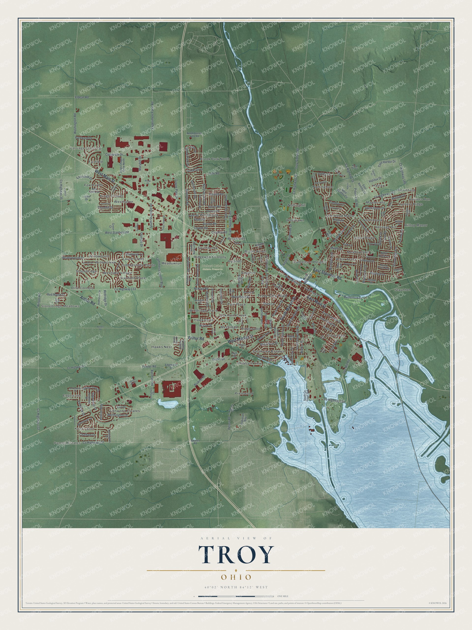 Watermarked full-map preview of Troy, Ohio