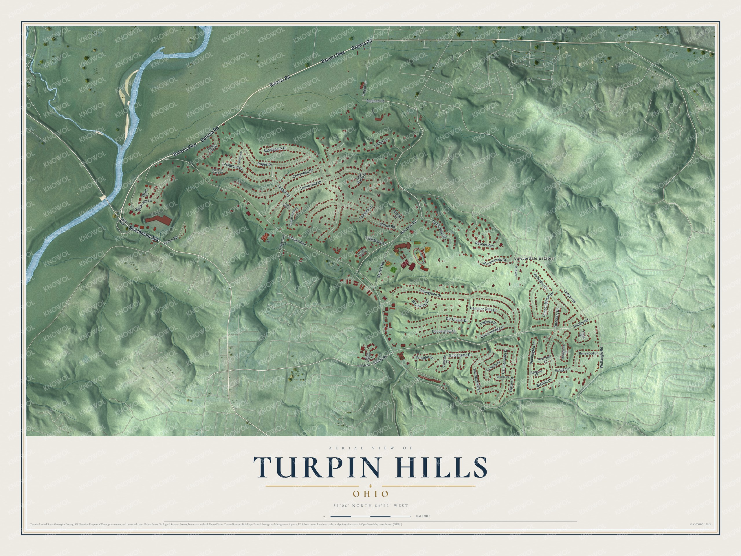 Watermarked full-map preview of Turpin Hills, Ohio