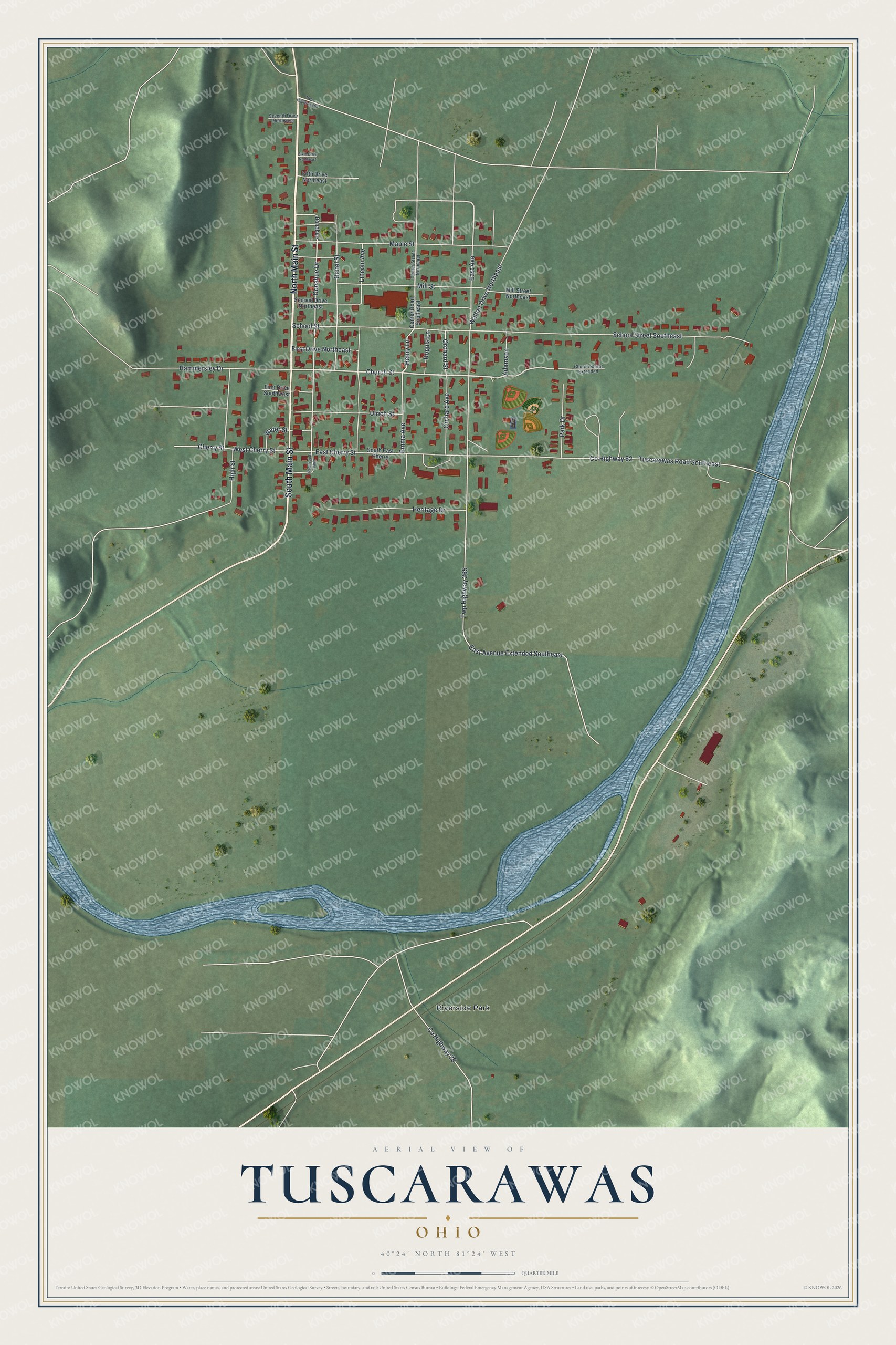 Watermarked full-map preview of Tuscarawas, Ohio