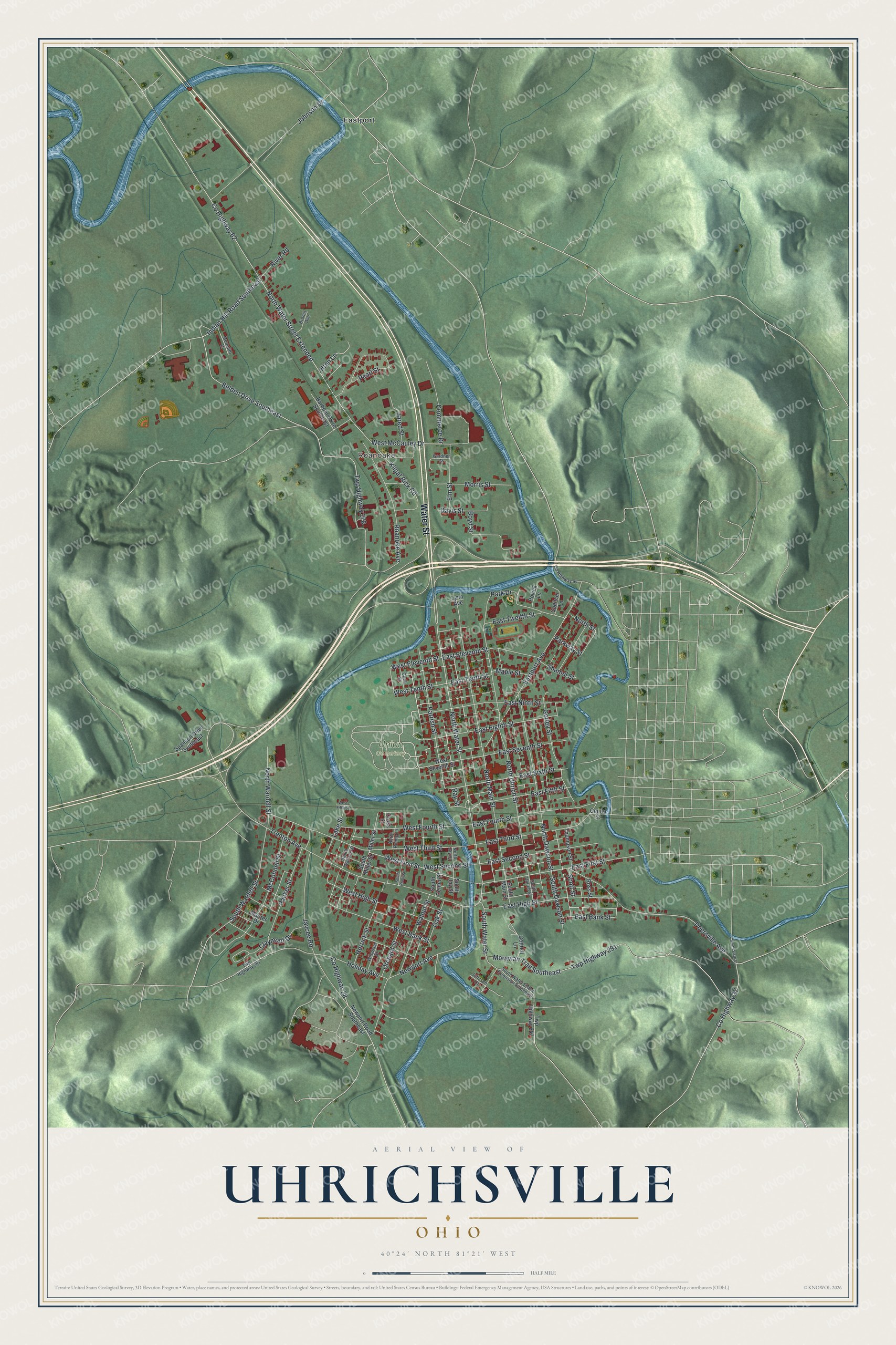 Watermarked full-map preview of Uhrichsville, Ohio