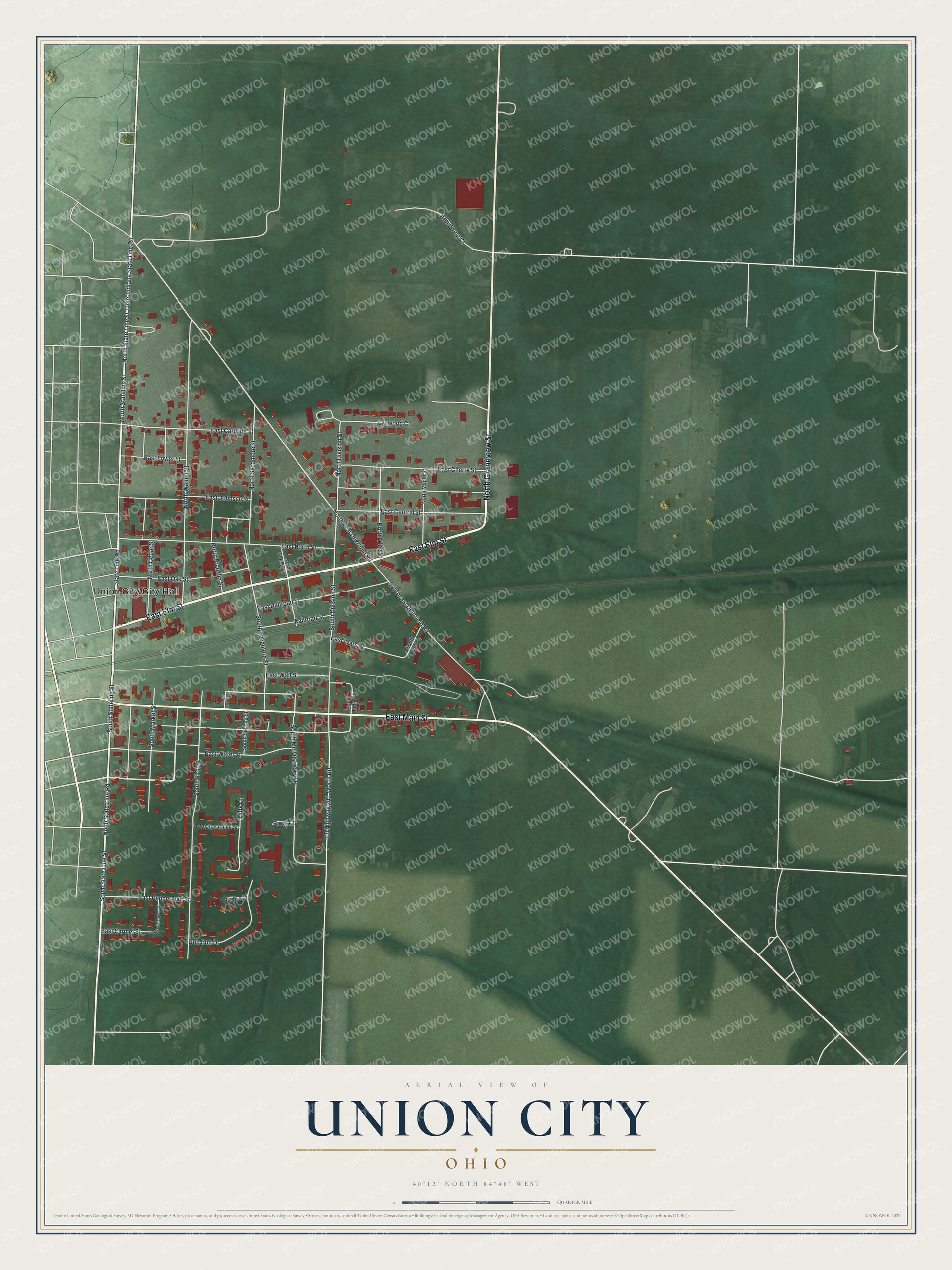 Watermarked full-map preview of Union City, Ohio