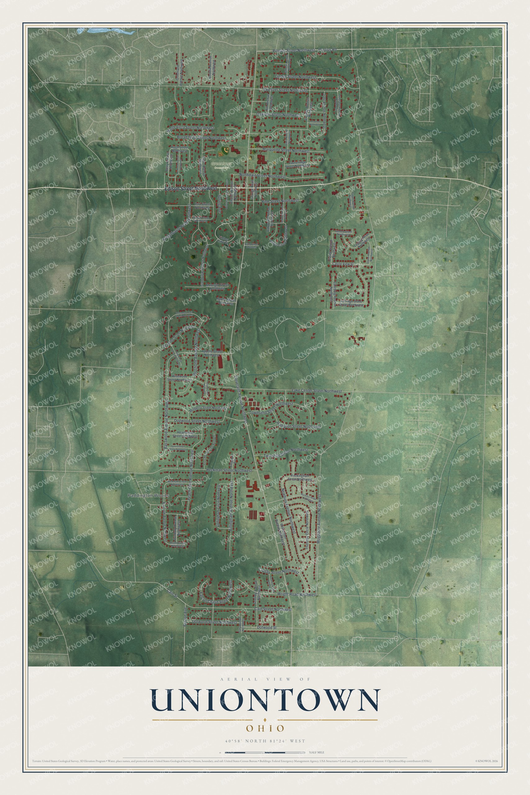 Watermarked full-map preview of Uniontown, Ohio