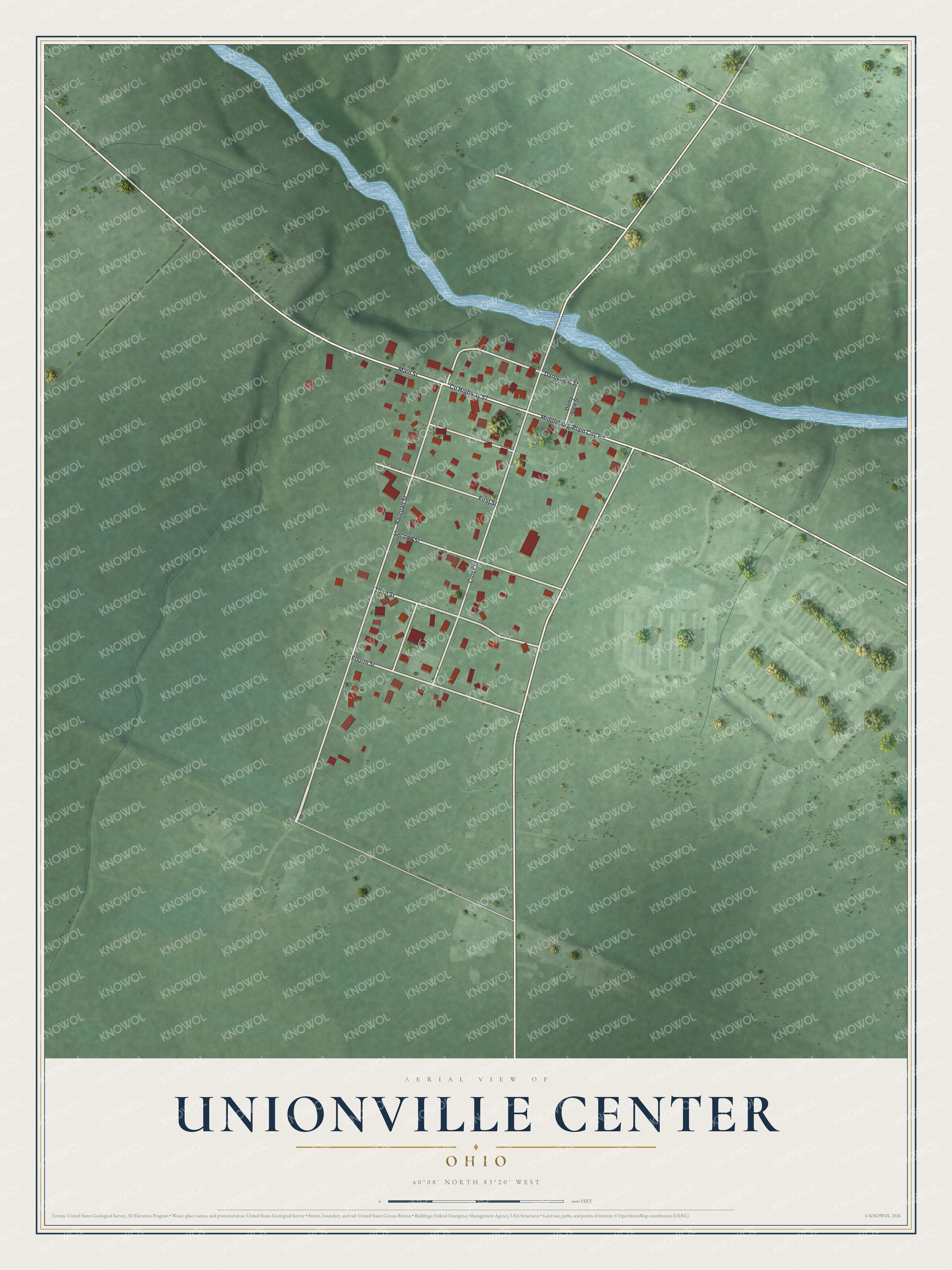 Watermarked full-map preview of Unionville Center, Ohio