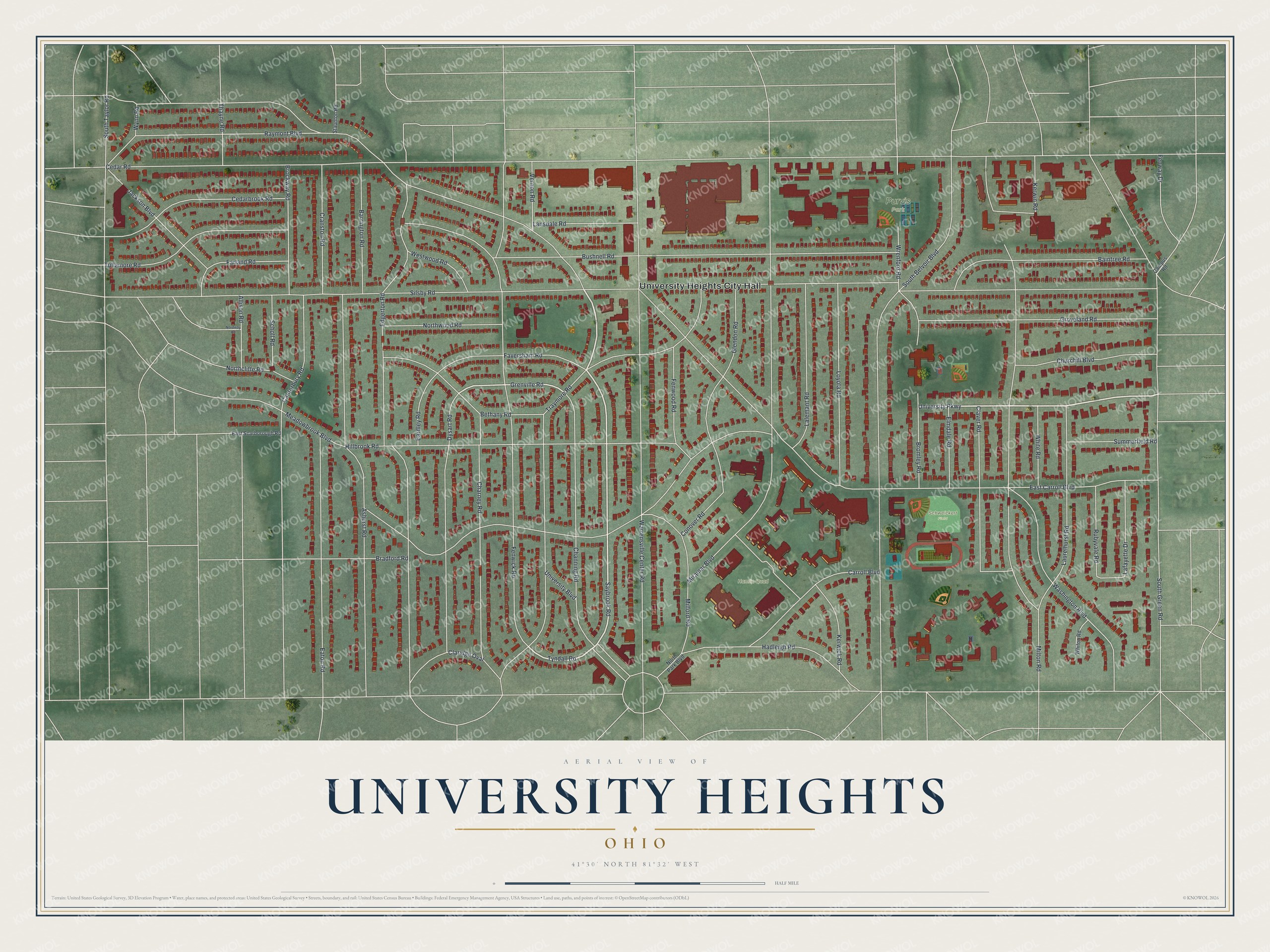 Watermarked full-map preview of University Heights, Ohio