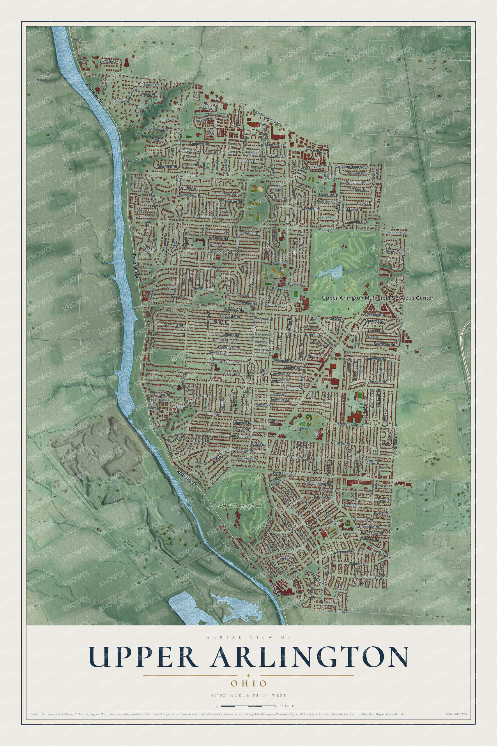 Watermarked full-map preview of Upper Arlington, Ohio