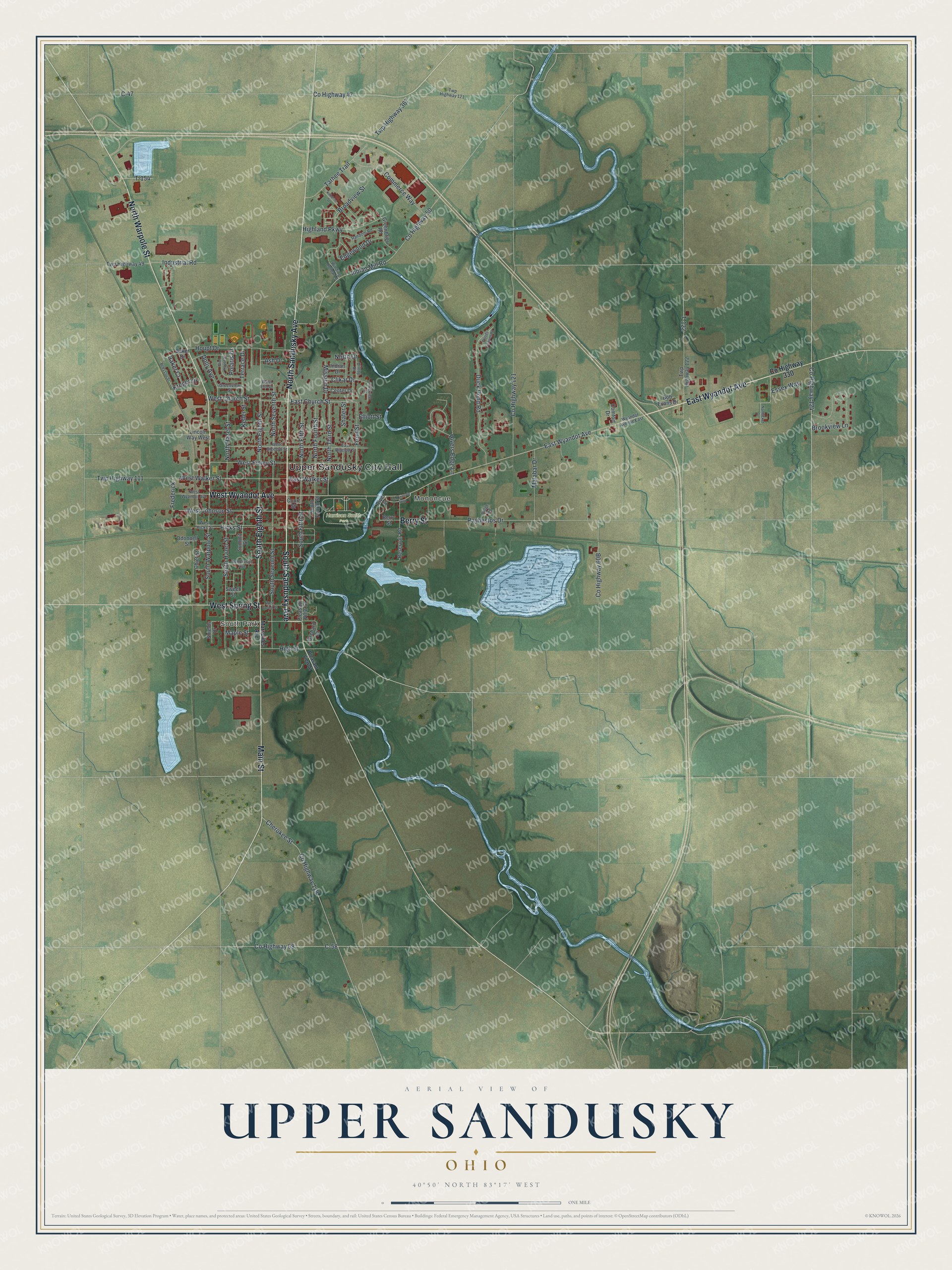 Watermarked full-map preview of Upper Sandusky, Ohio
