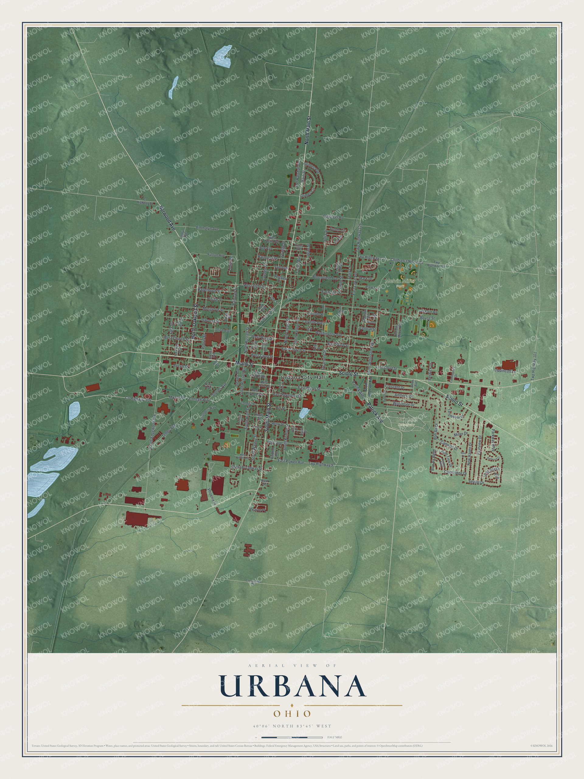 Watermarked full-map preview of Urbana, Ohio