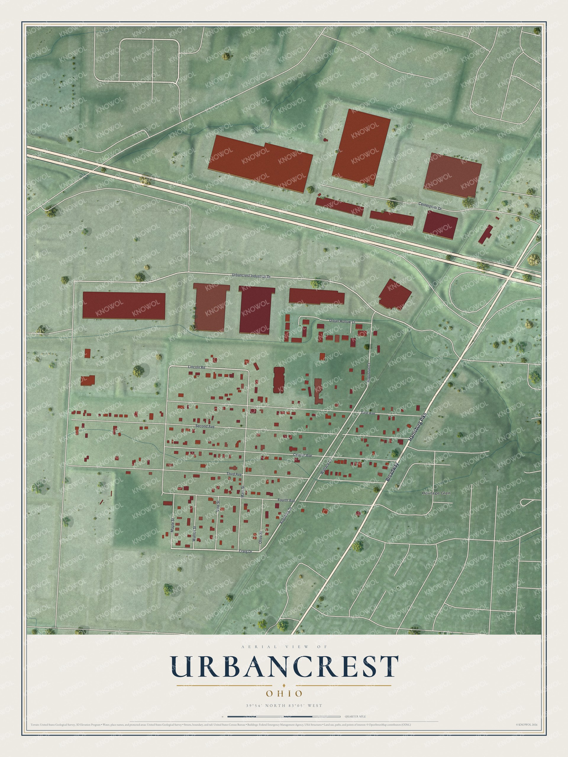 Watermarked full-map preview of Urbancrest, Ohio