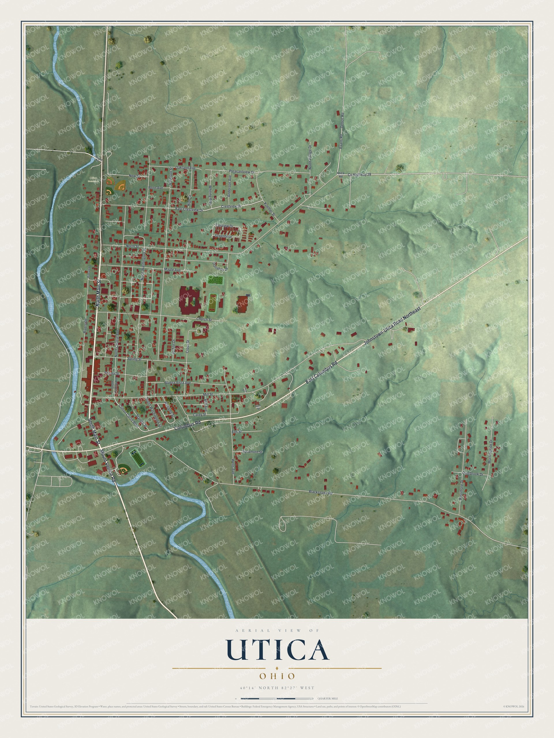 Watermarked full-map preview of Utica, Ohio