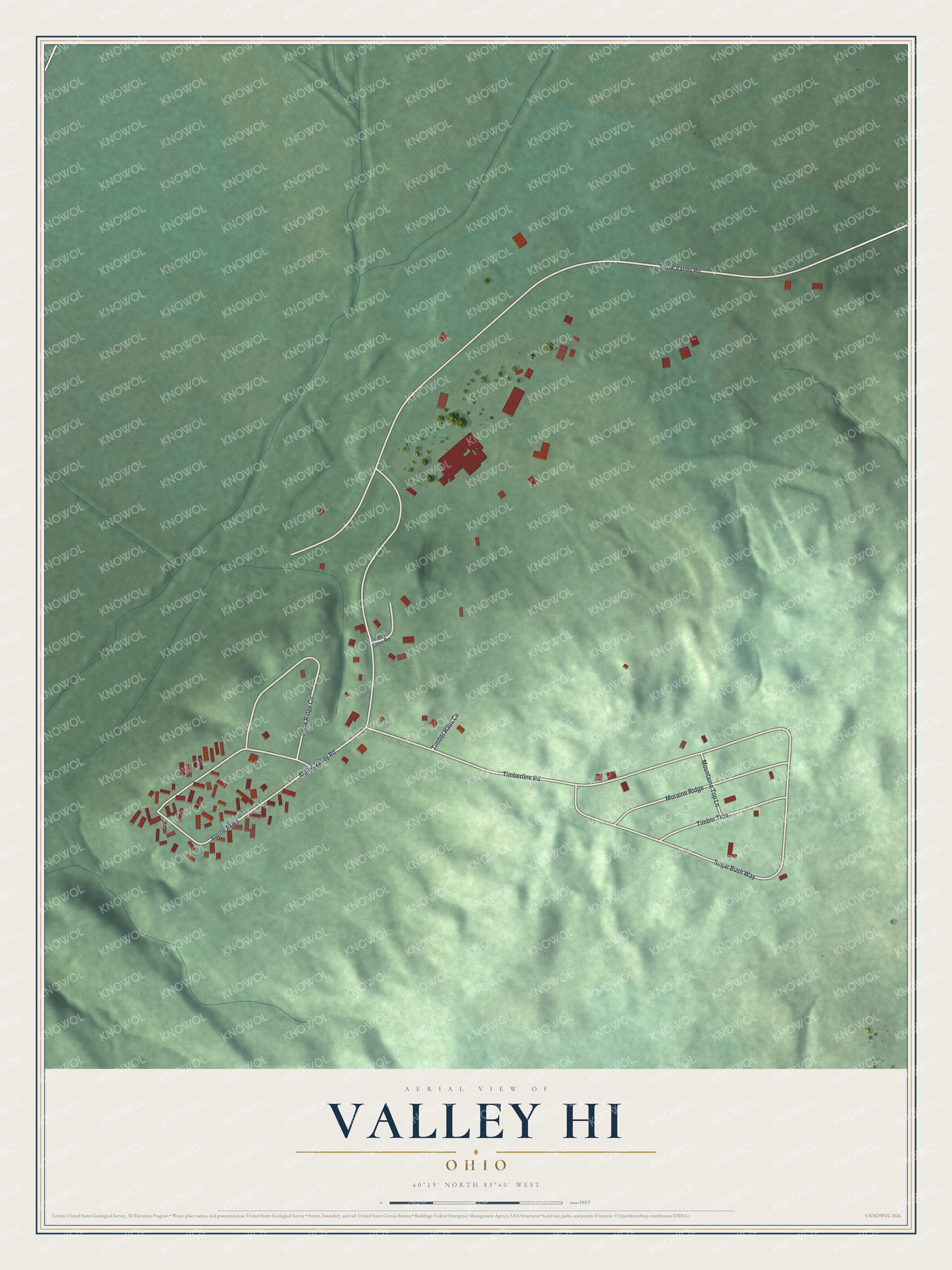Watermarked full-map preview of Valley Hi, Ohio