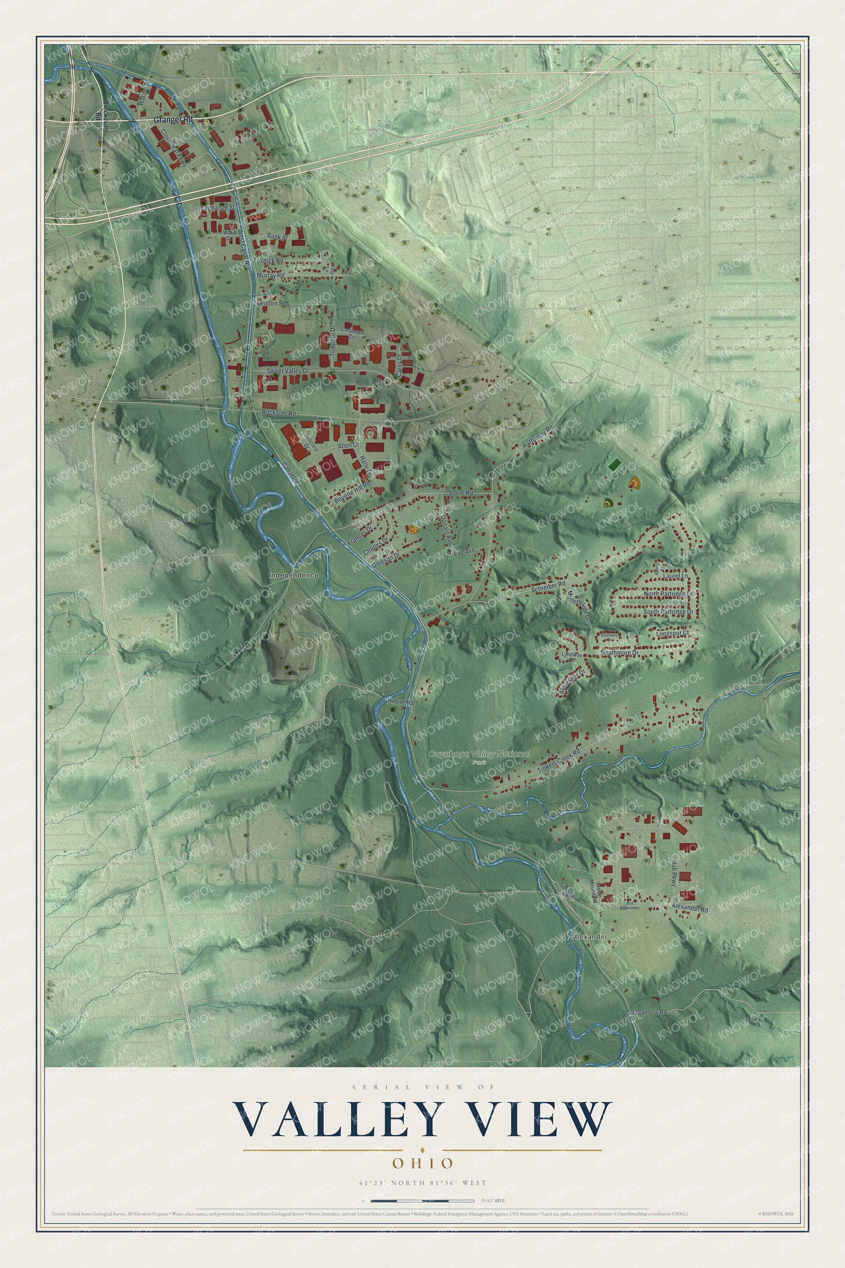 Watermarked full-map preview of Valley View, Ohio