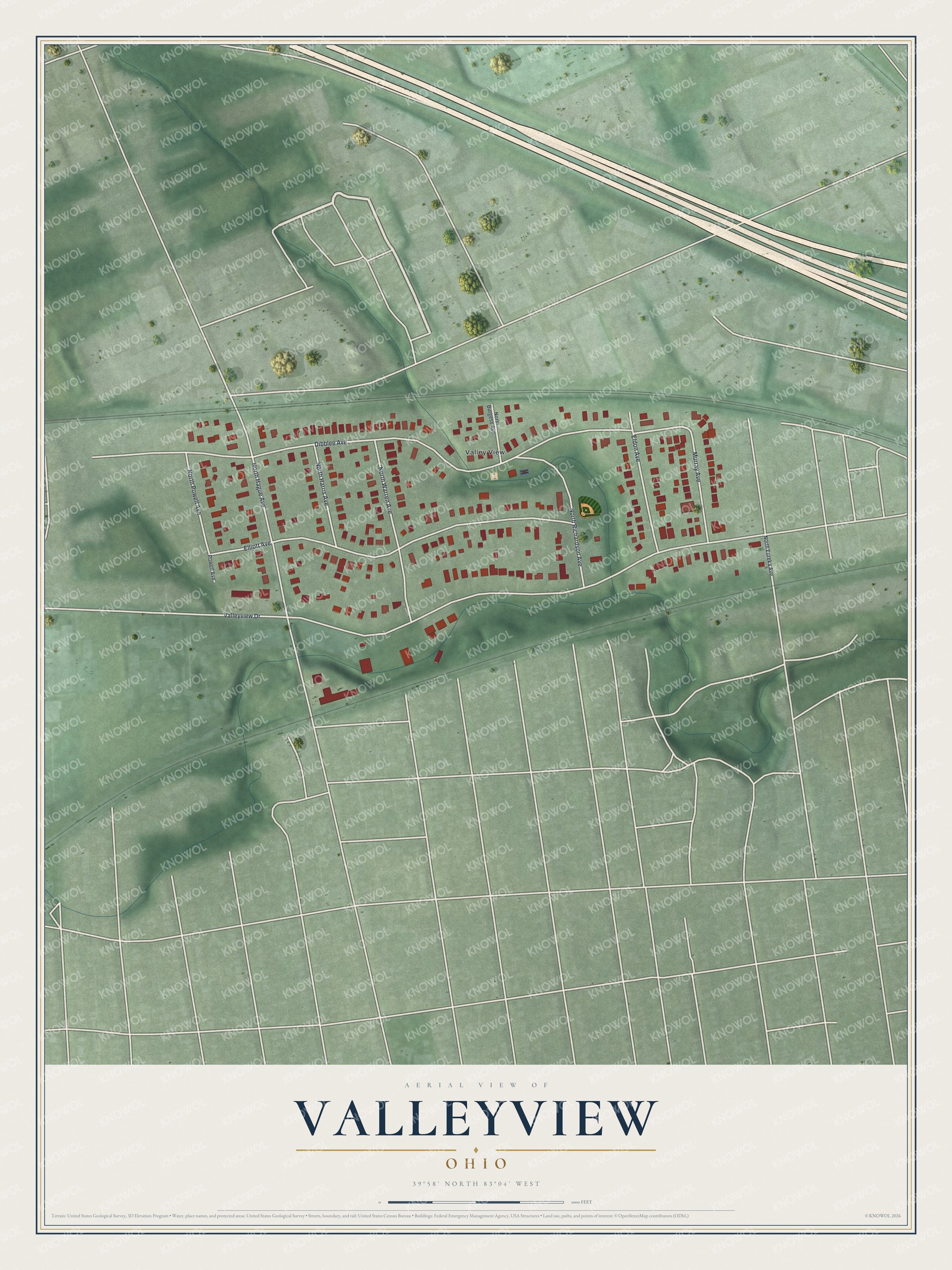 Watermarked full-map preview of Valleyview, Ohio