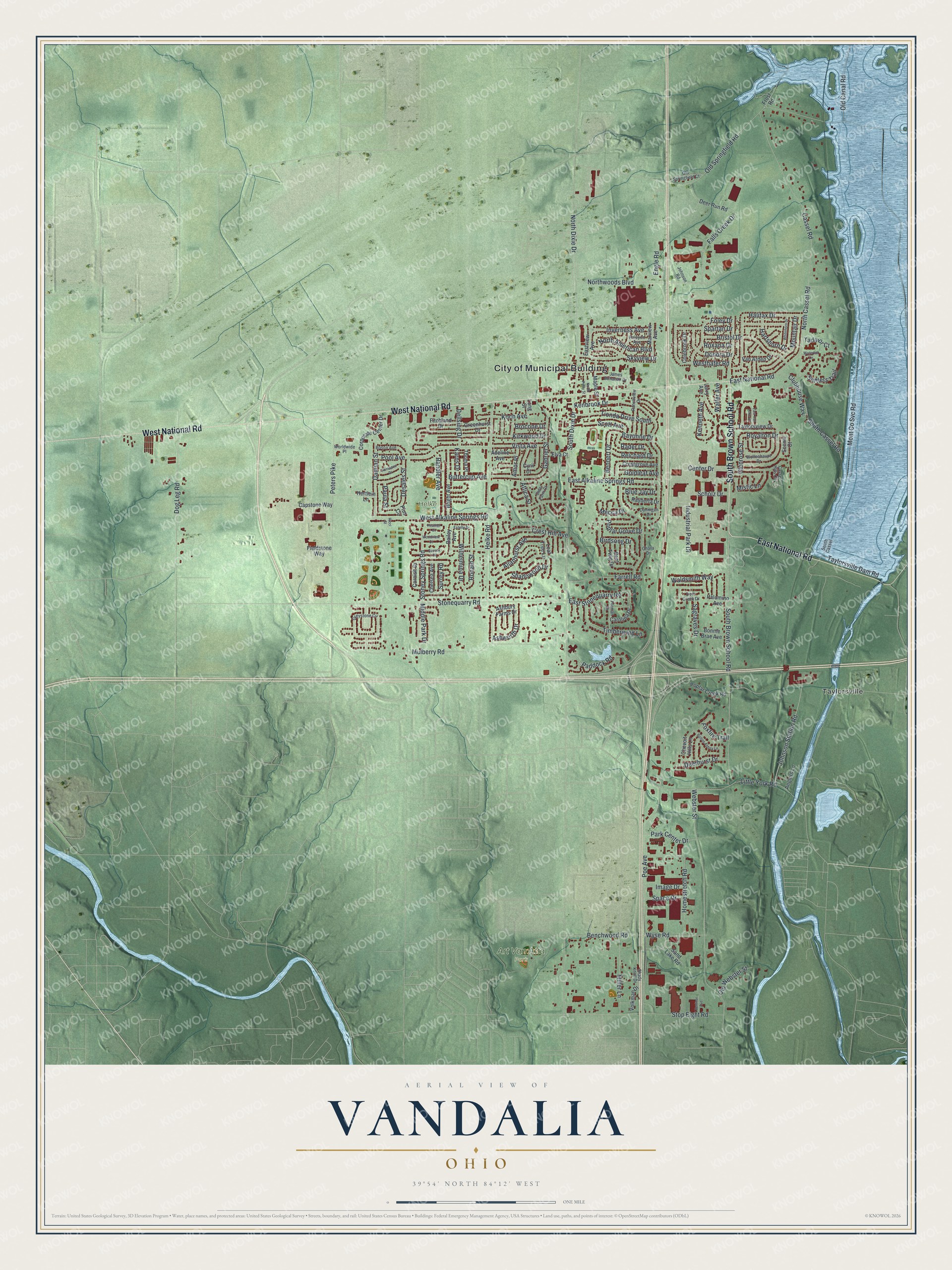 Watermarked full-map preview of Vandalia, Ohio