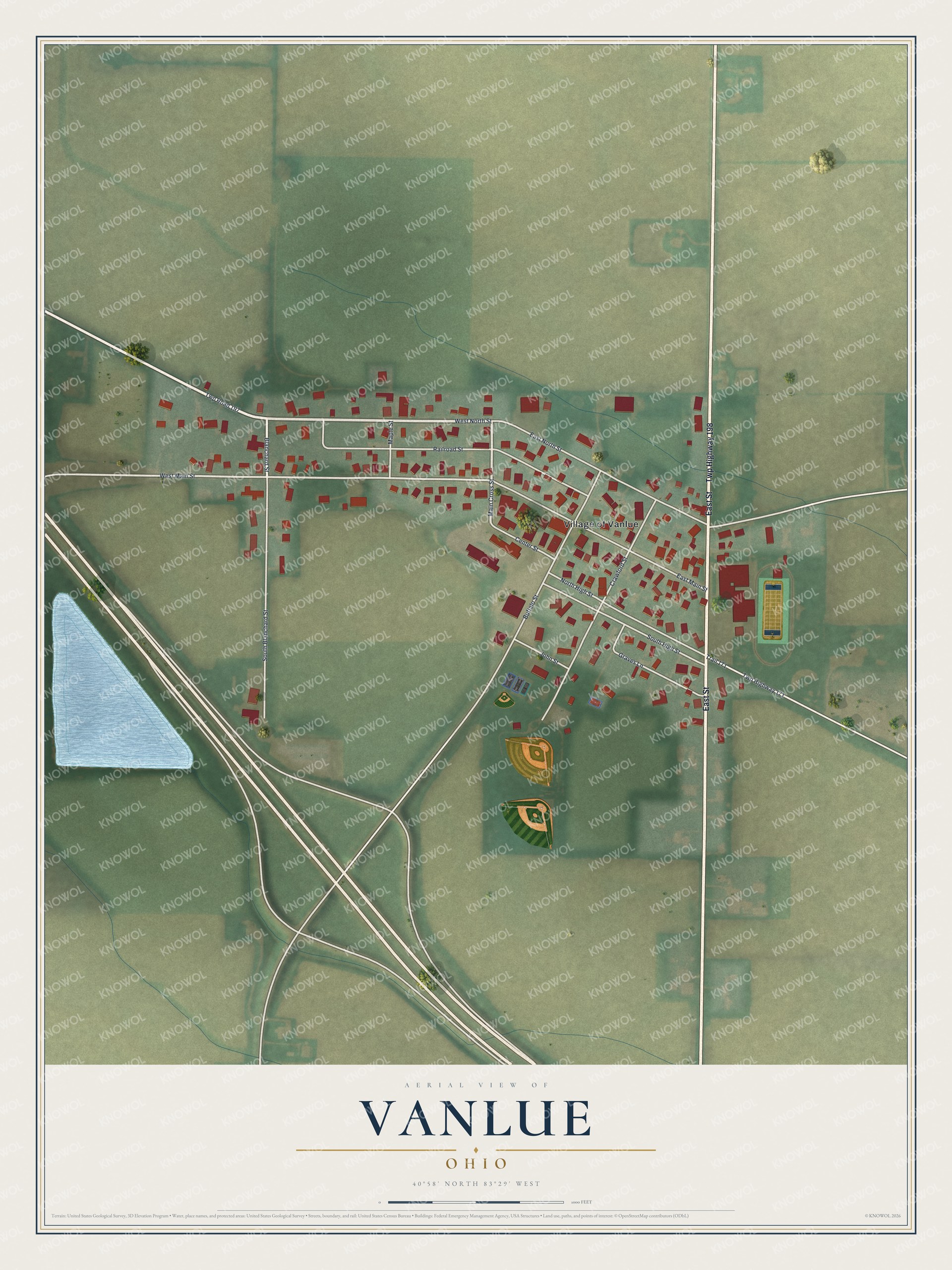 Watermarked full-map preview of Vanlue, Ohio