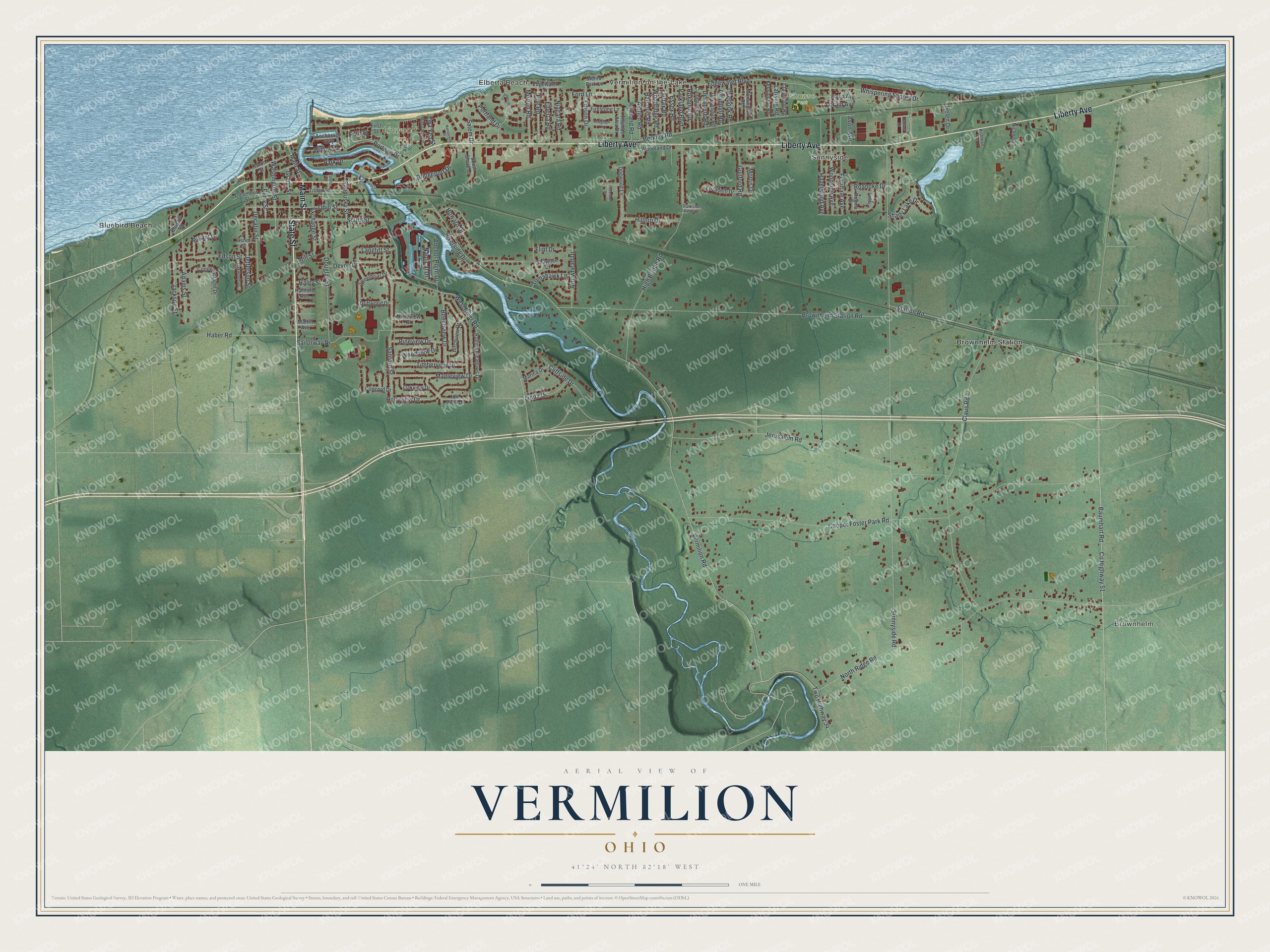 Watermarked full-map preview of Vermilion, Ohio