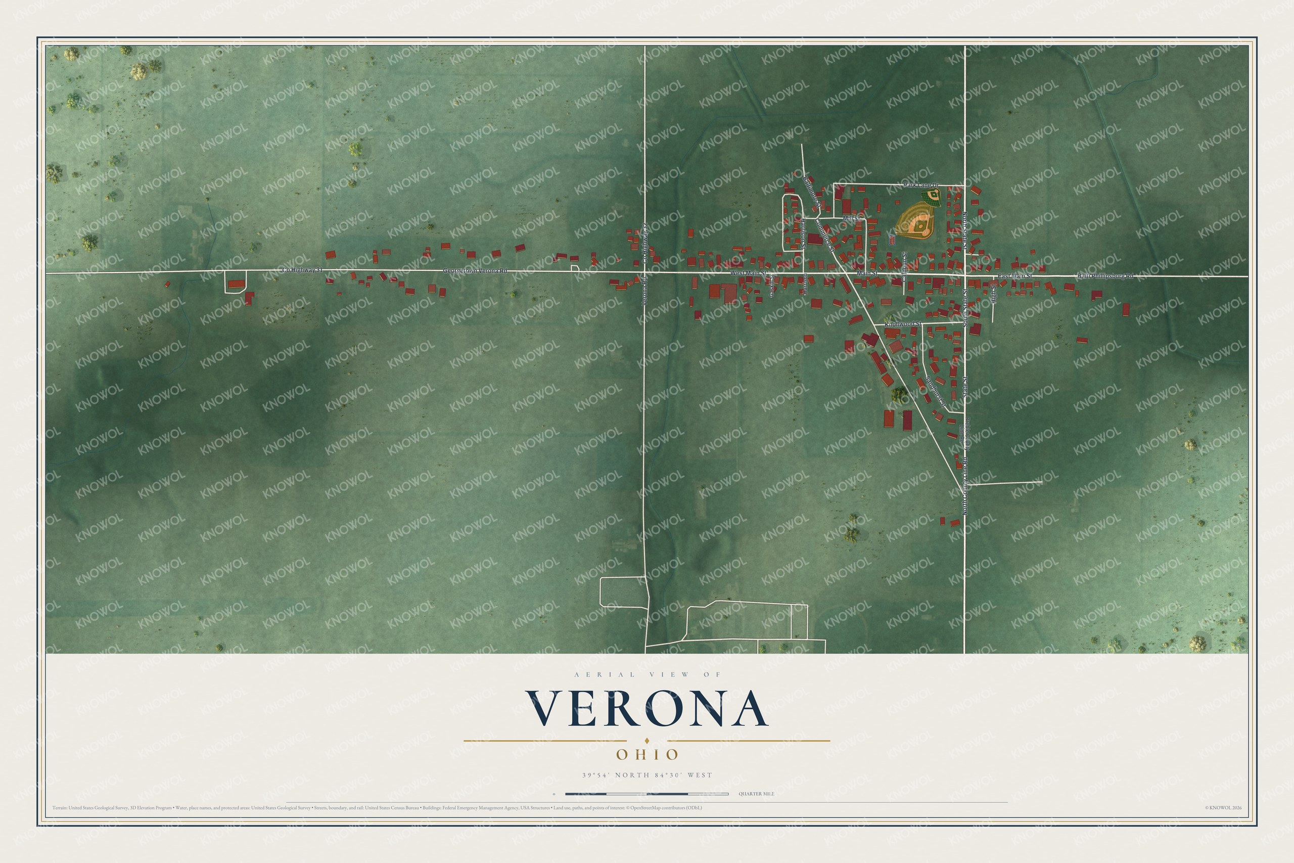 Watermarked full-map preview of Verona, Ohio