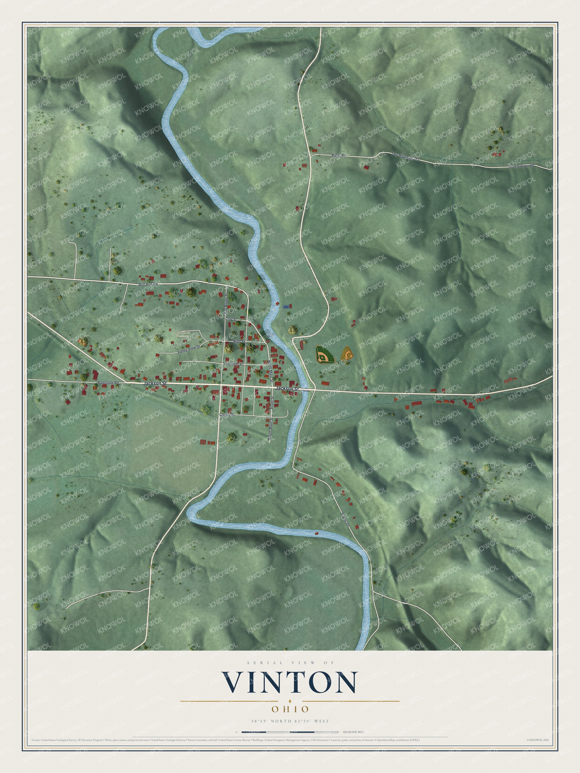 Watermarked full-map preview of Vinton, Ohio