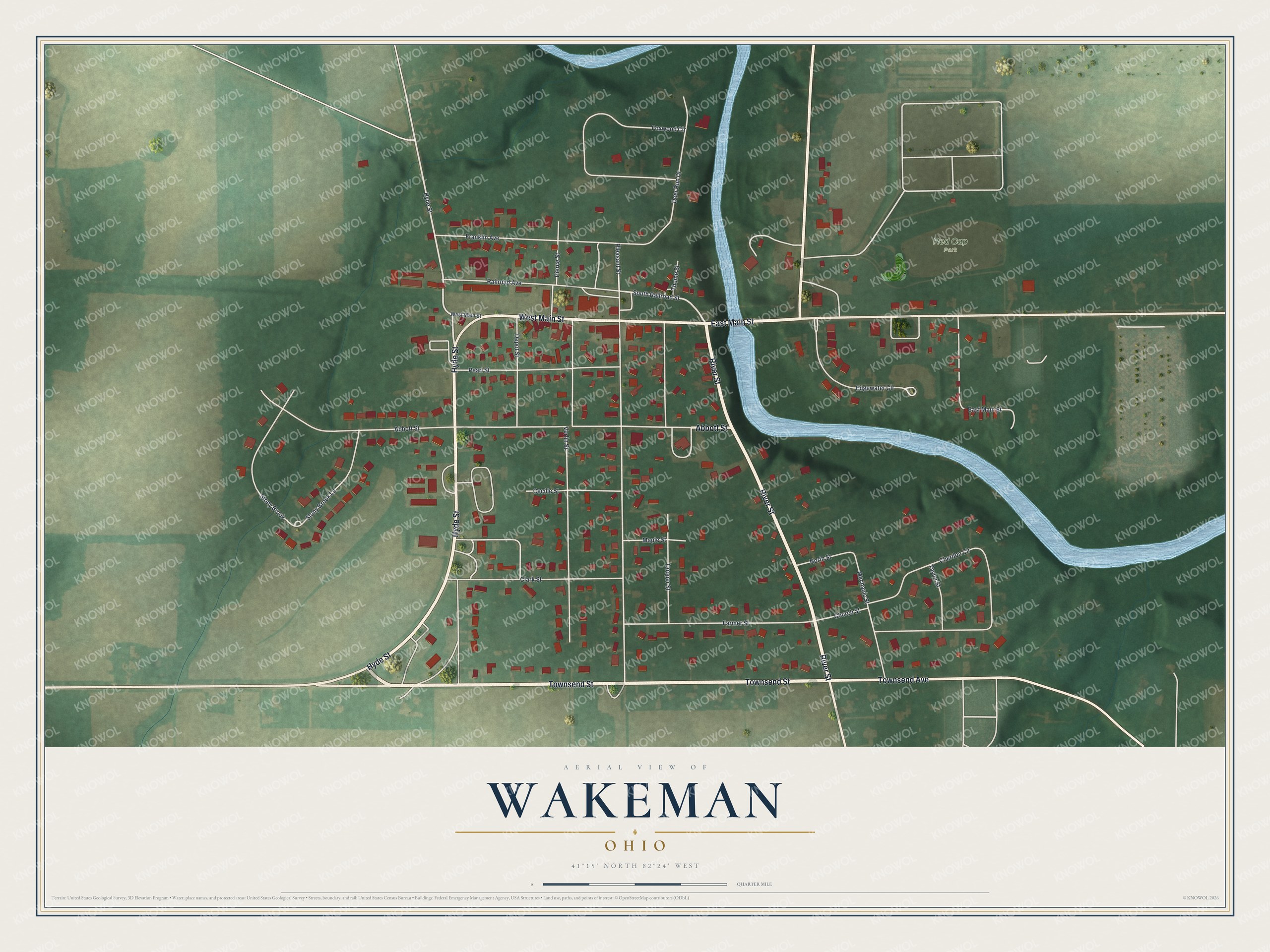 Watermarked full-map preview of Wakeman, Ohio
