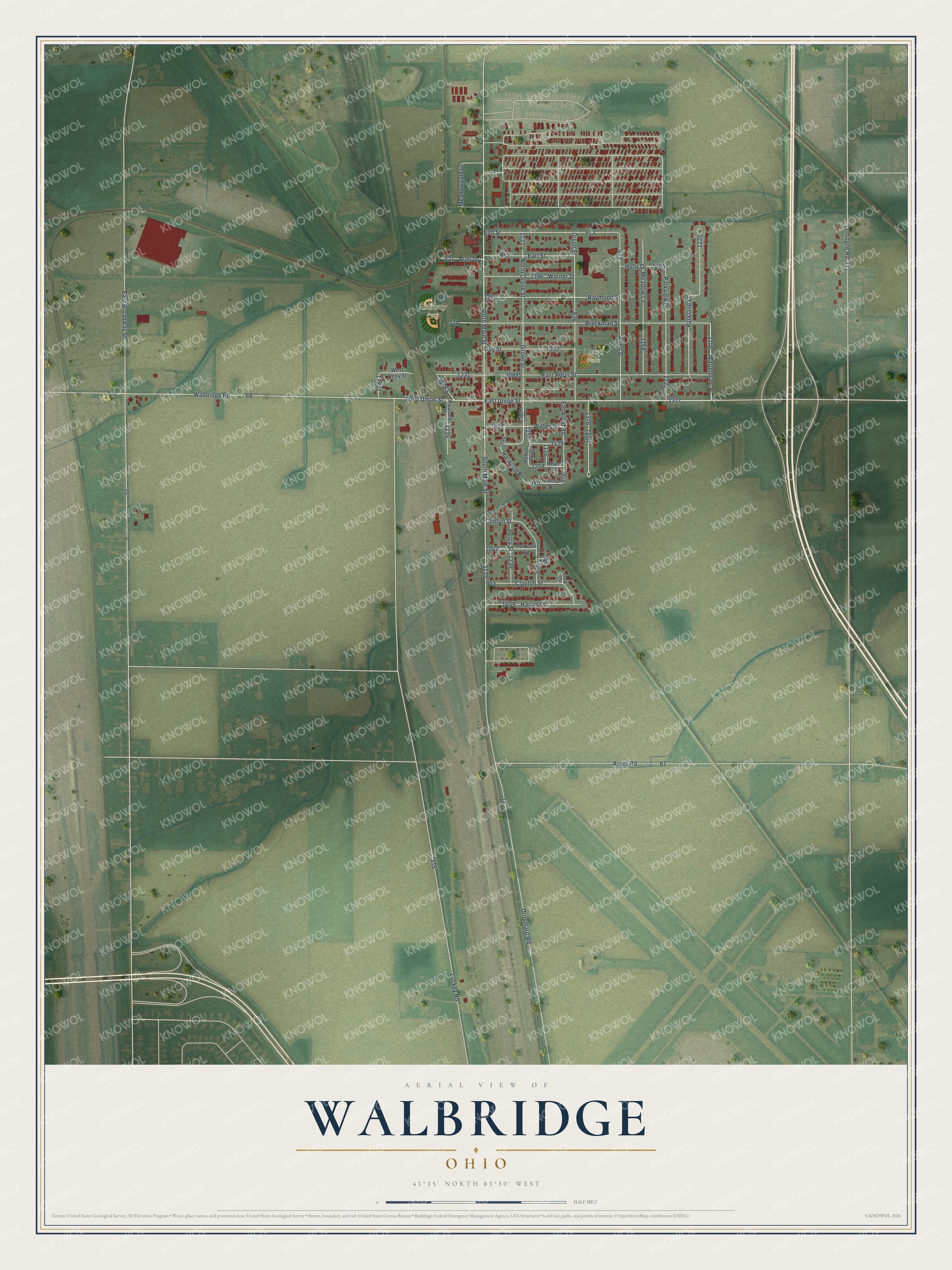 Watermarked full-map preview of Walbridge, Ohio