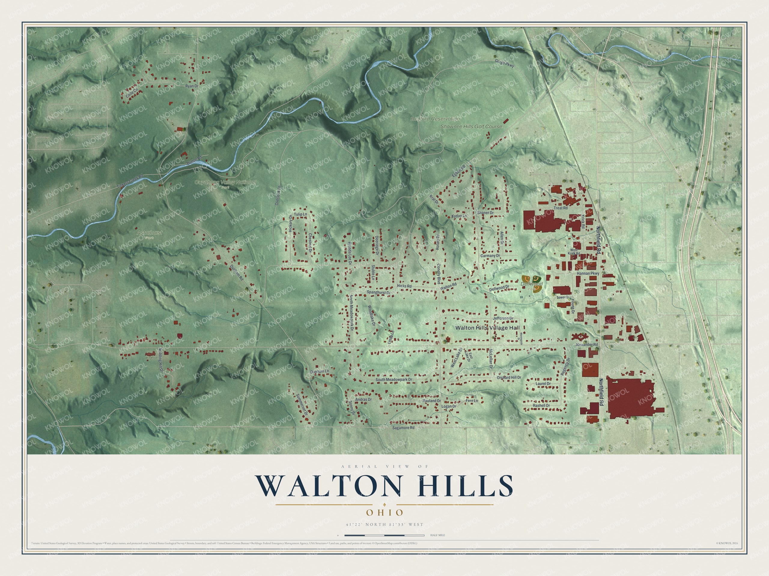 Watermarked full-map preview of Walton Hills, Ohio