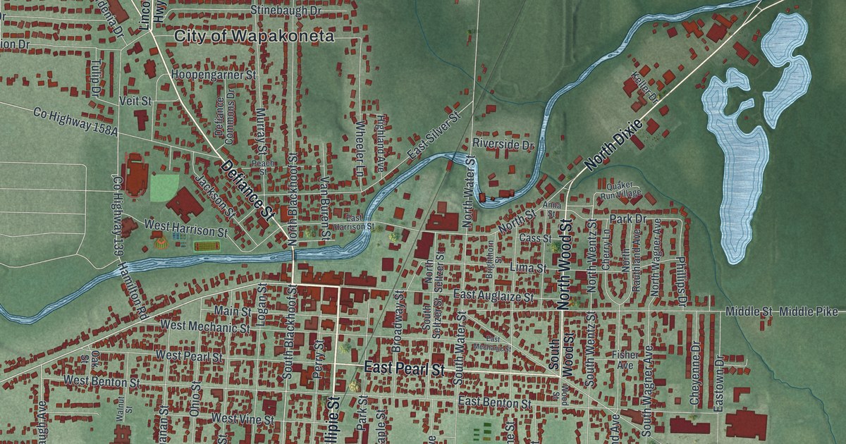 Map of Wapakoneta, Ohio in 2026