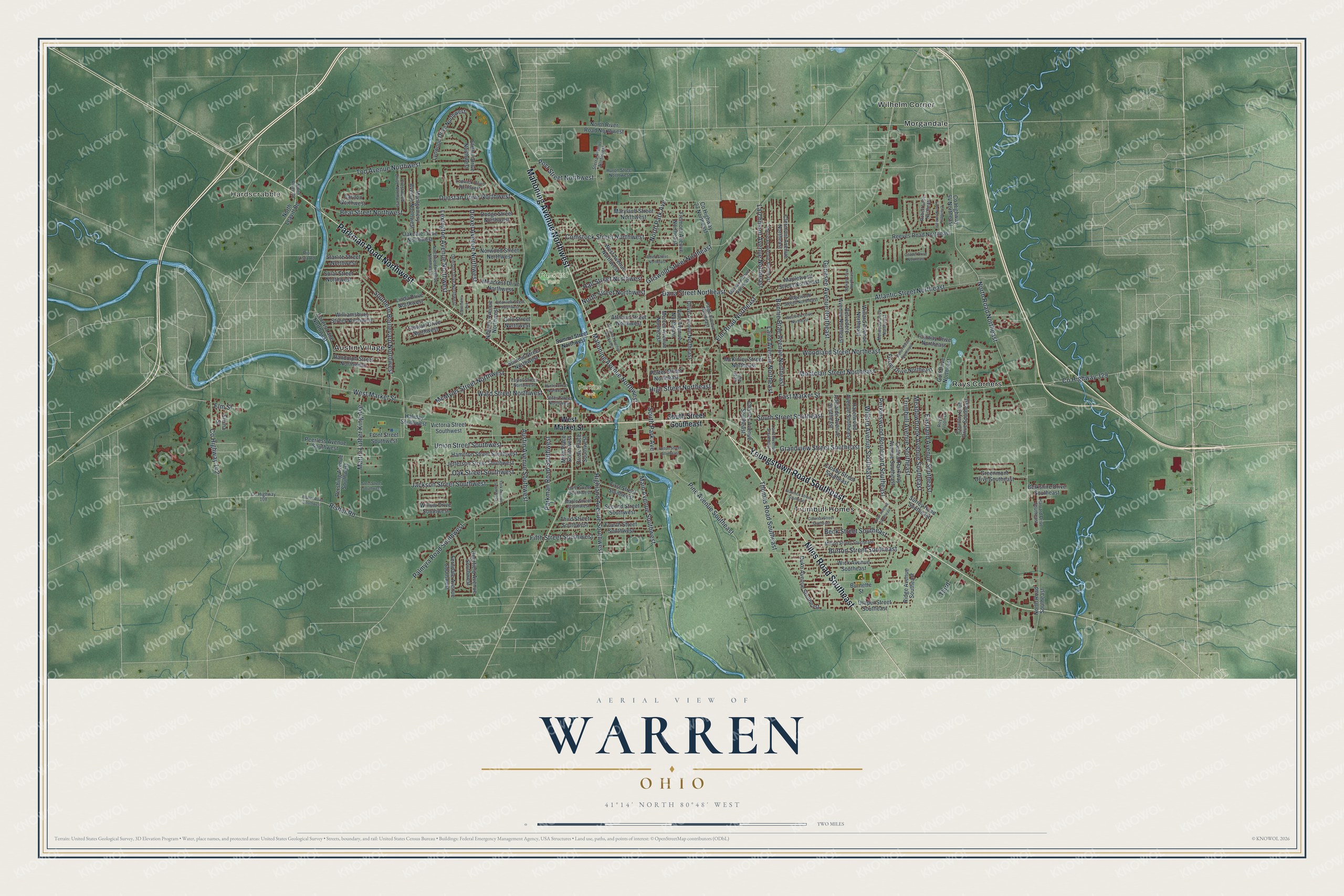 Watermarked full-map preview of Warren, Ohio