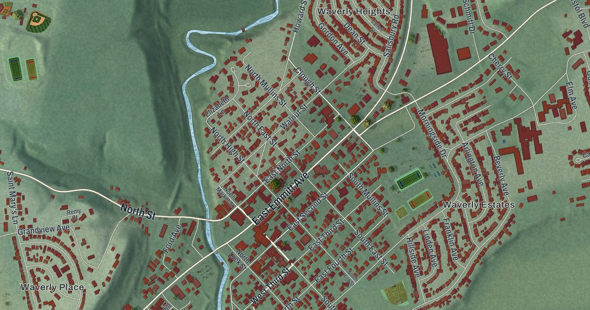 Map of Waverly, Ohio in 2026